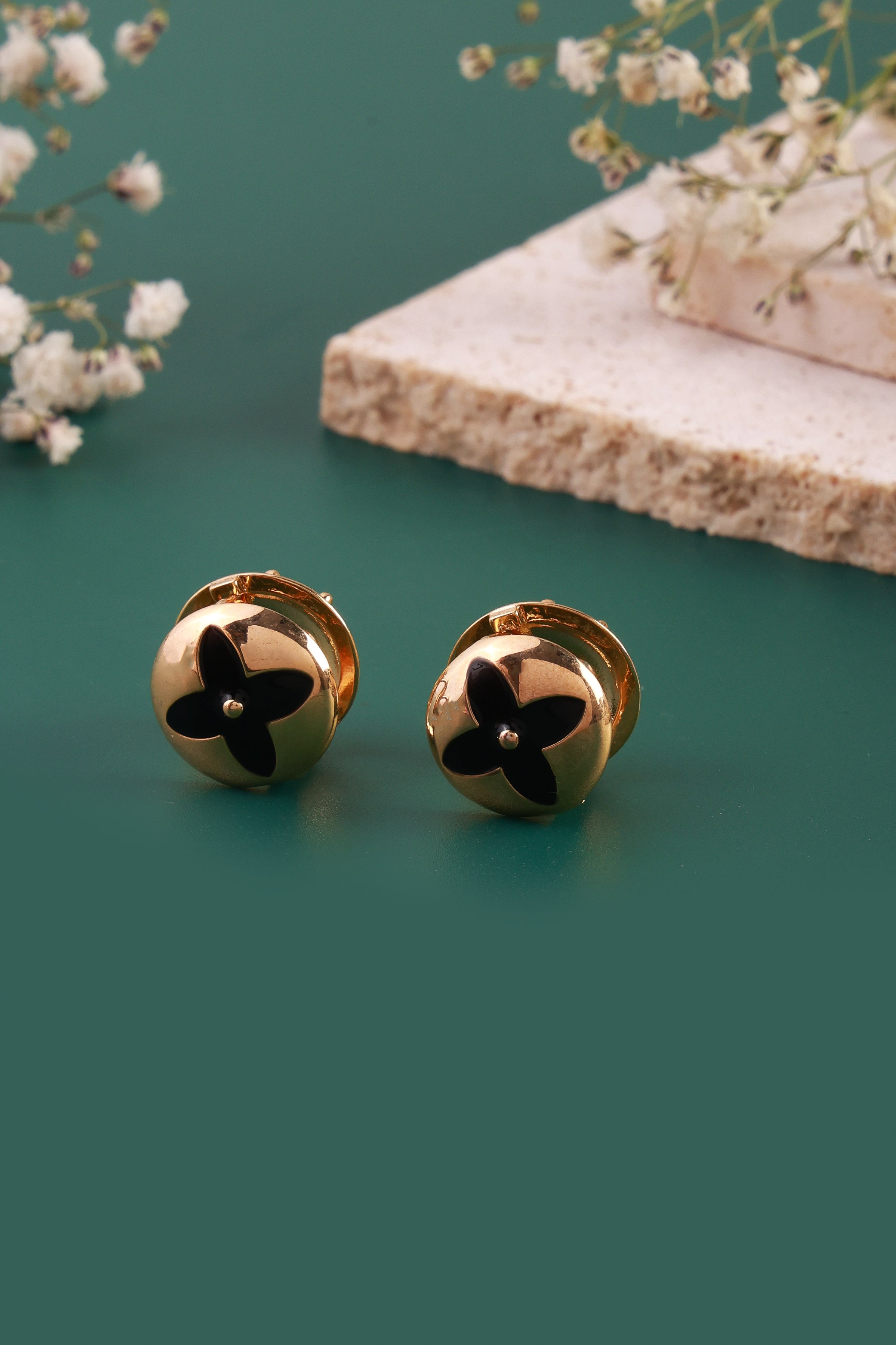 Black Floral Studs