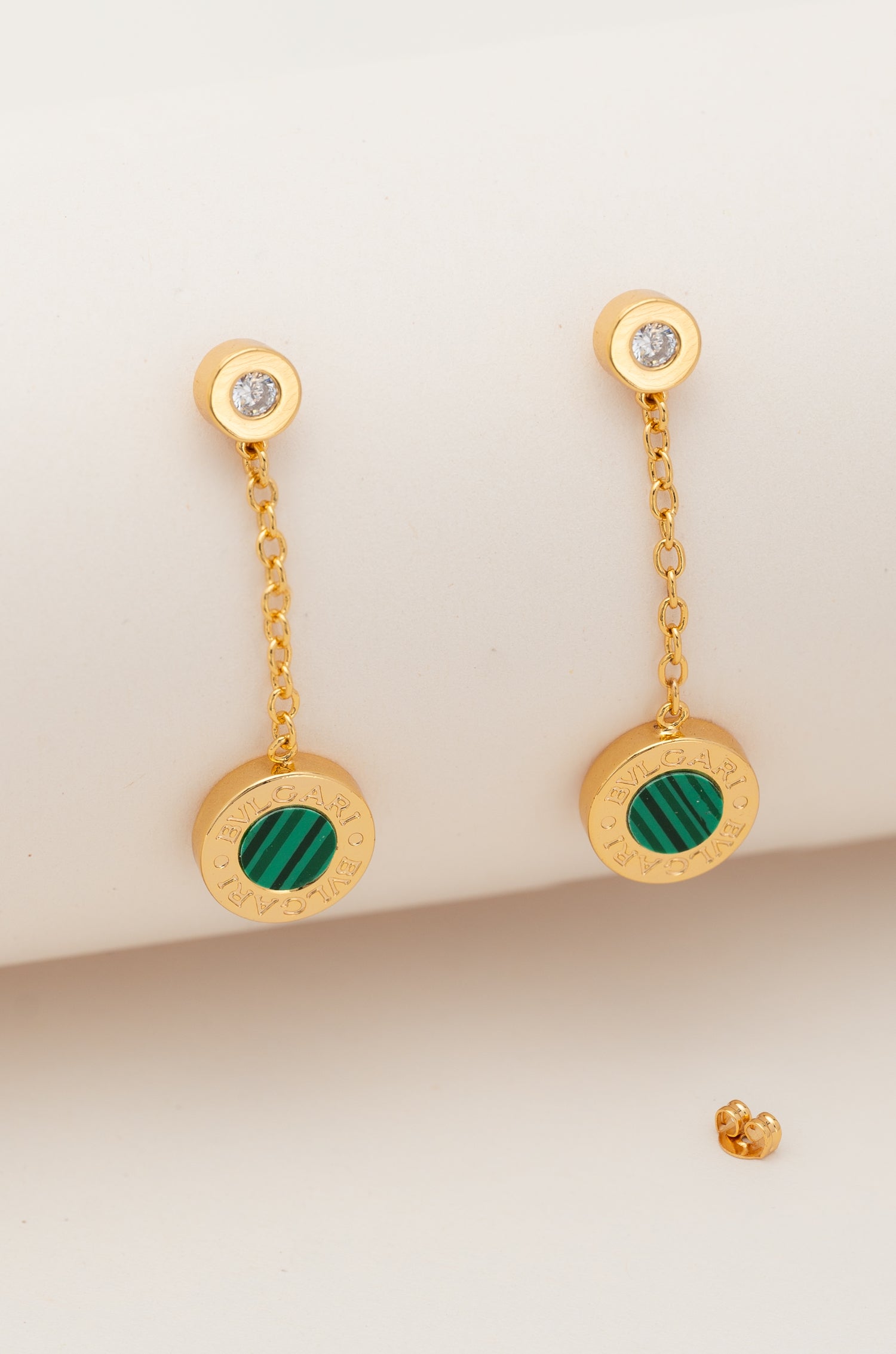 Green Round Bulgaree Drop Earrings