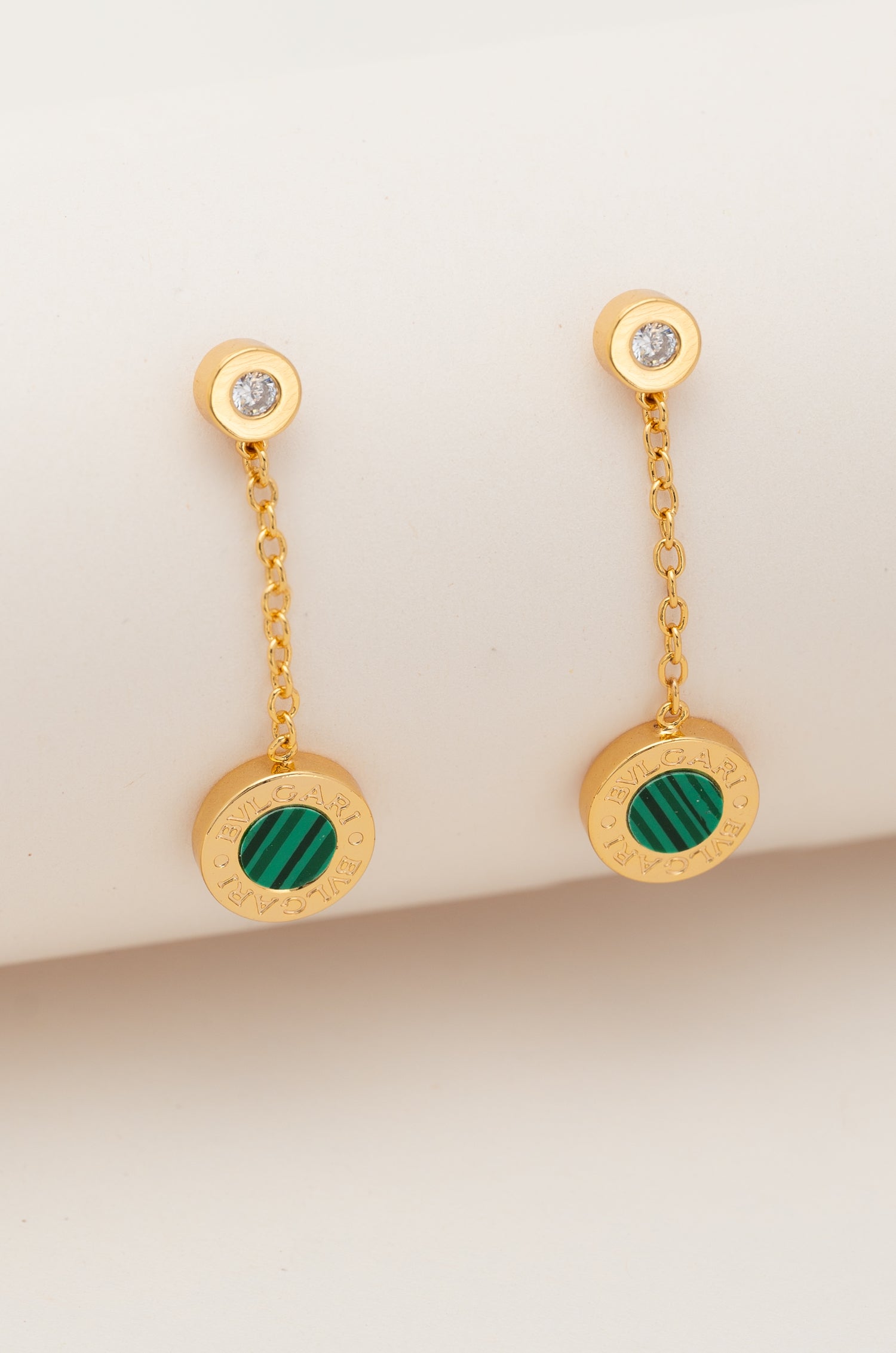 Green Round Bulgaree Drop Earrings