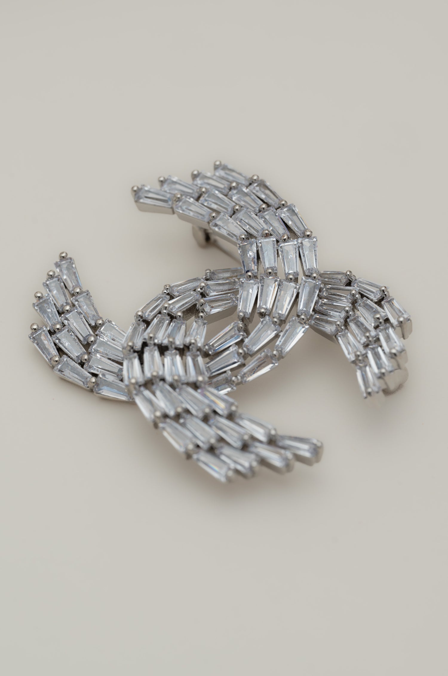 Silver Crystal Shanel Brooch