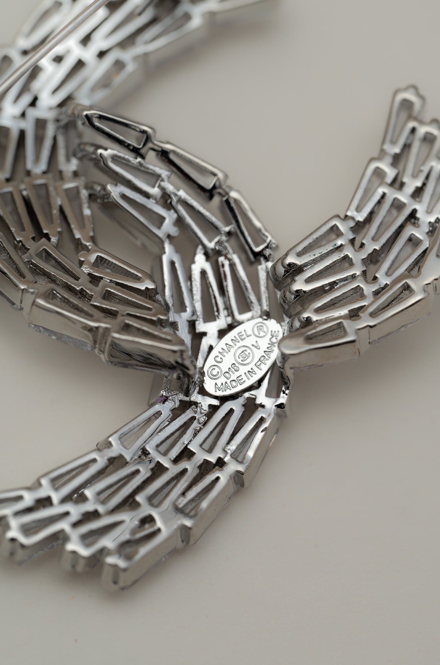 Silver Crystal Shanel Brooch