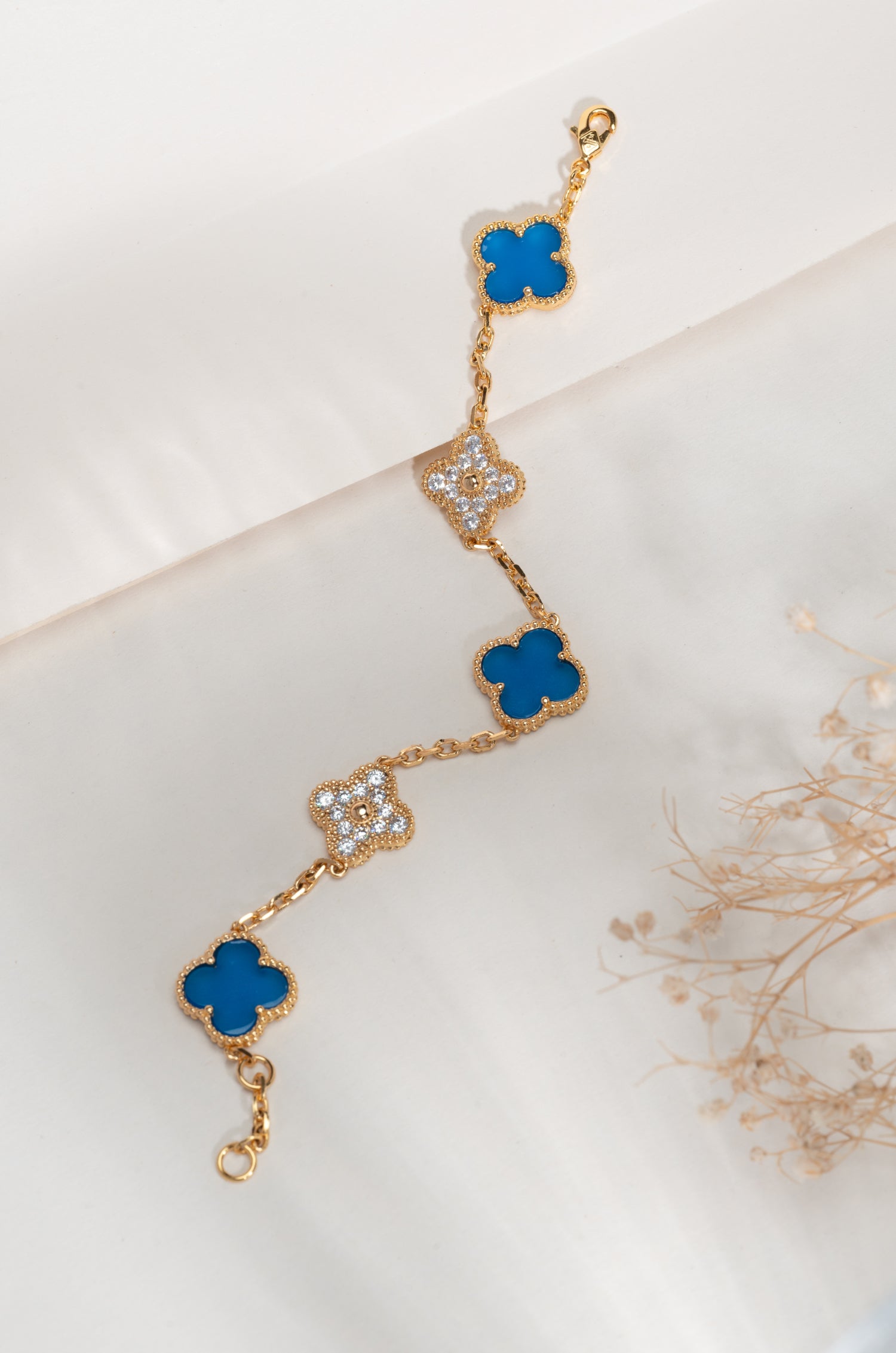 Blue & Gold Clover Delight Bracelet