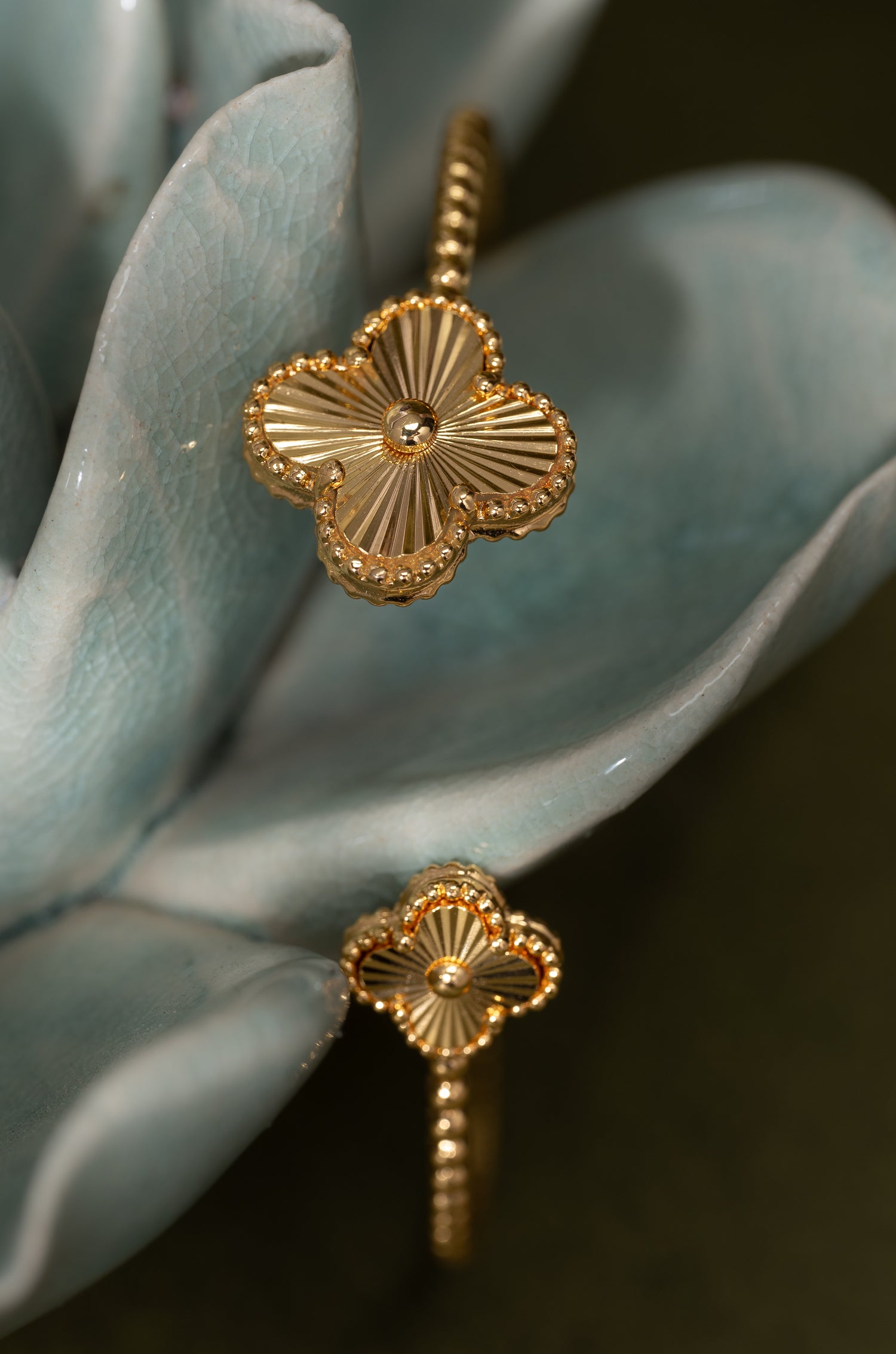 Dazzling Golden Flora Cuff Van Chief Bracelet