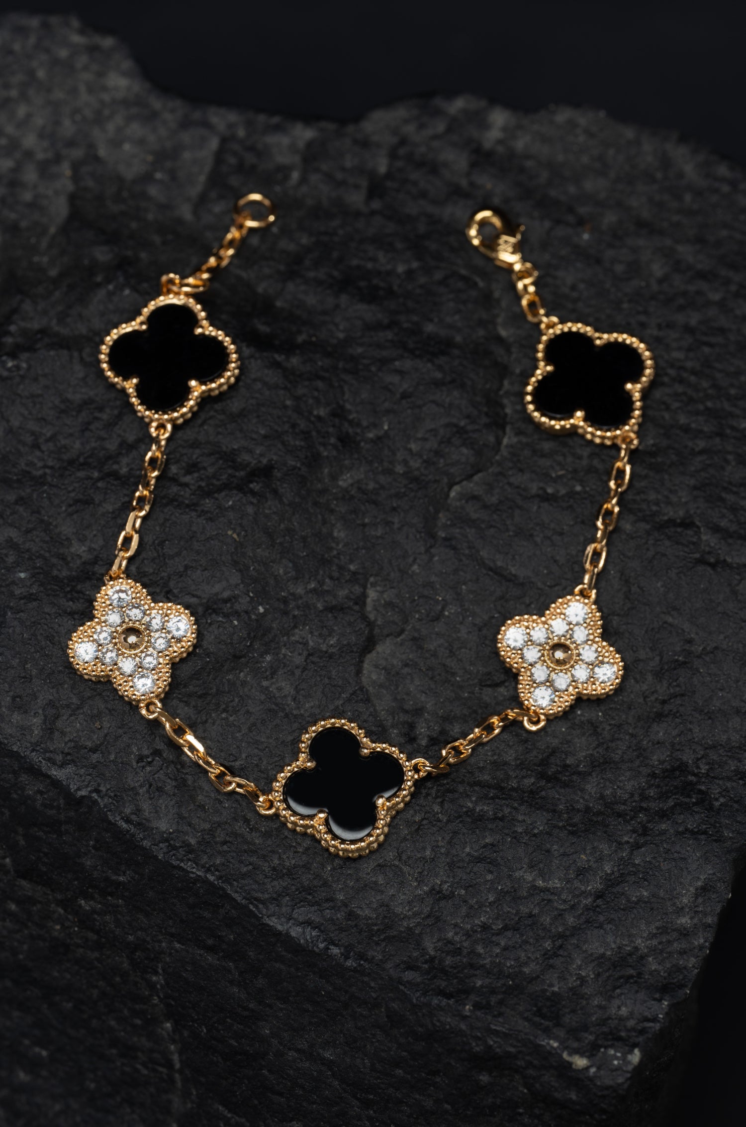 Black & Gold Flower Bracelet