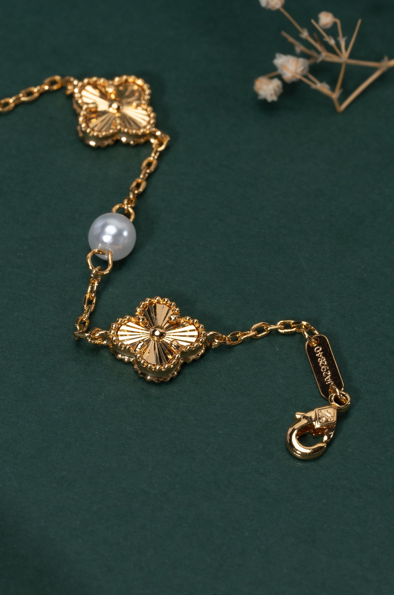 Floral Pearl Charm Van Chief Bracelet