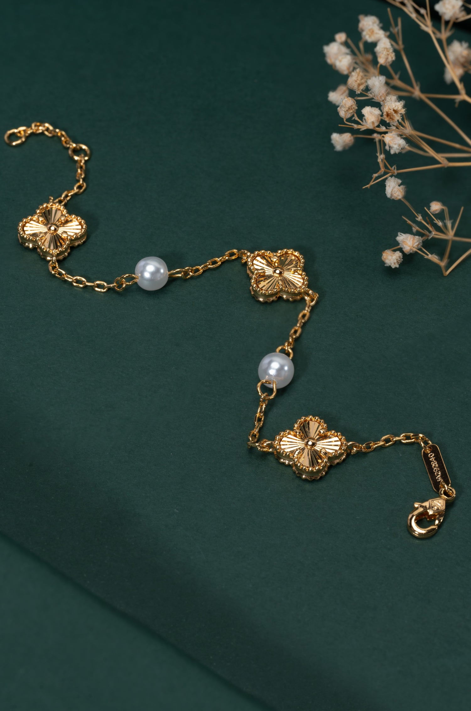 Floral Pearl Charm Van Chief Bracelet
