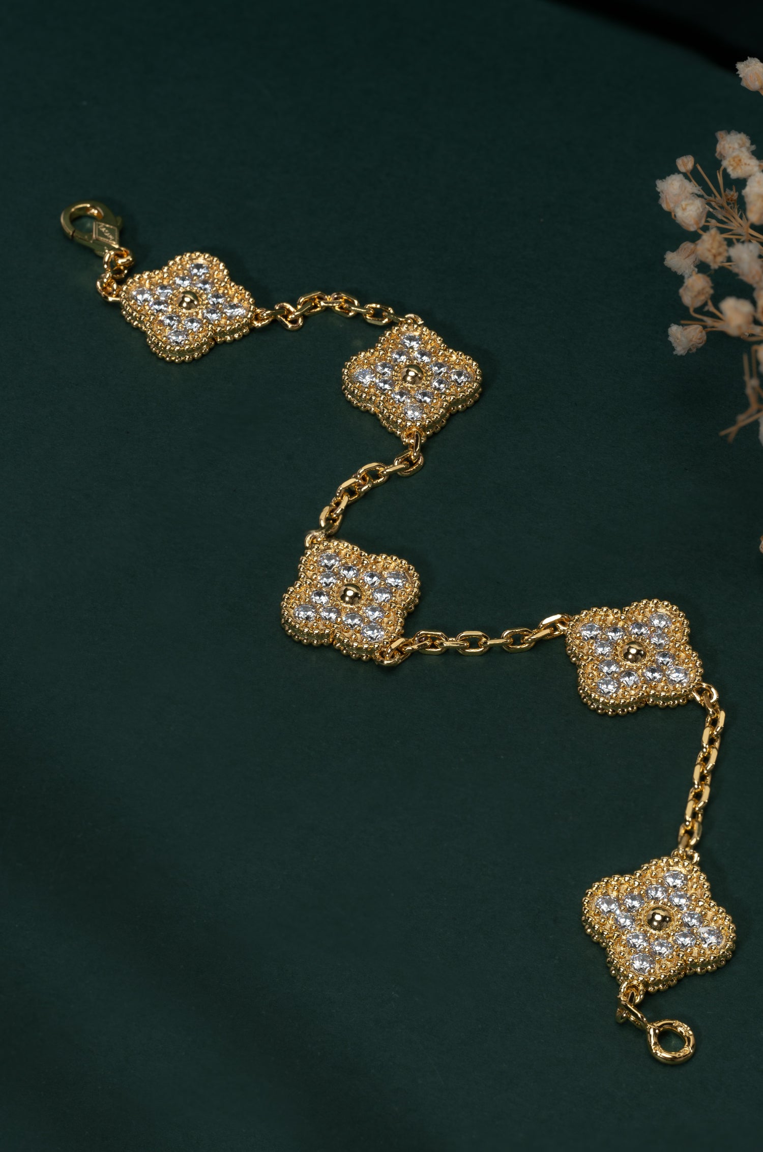 Majestic Gold & White Stones Van Chief Bracelet