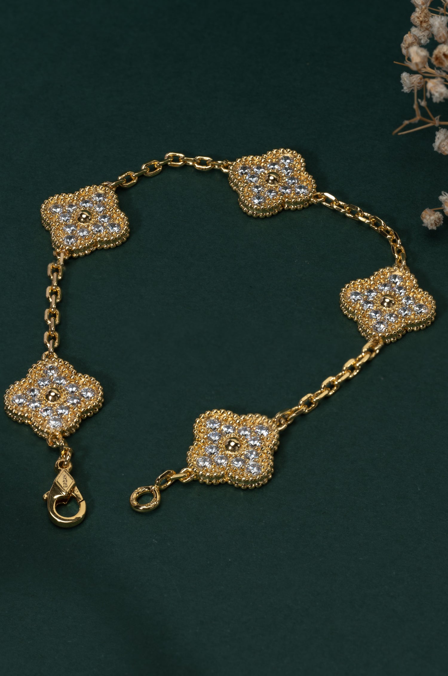 Majestic Gold & White Stones Van Chief Bracelet