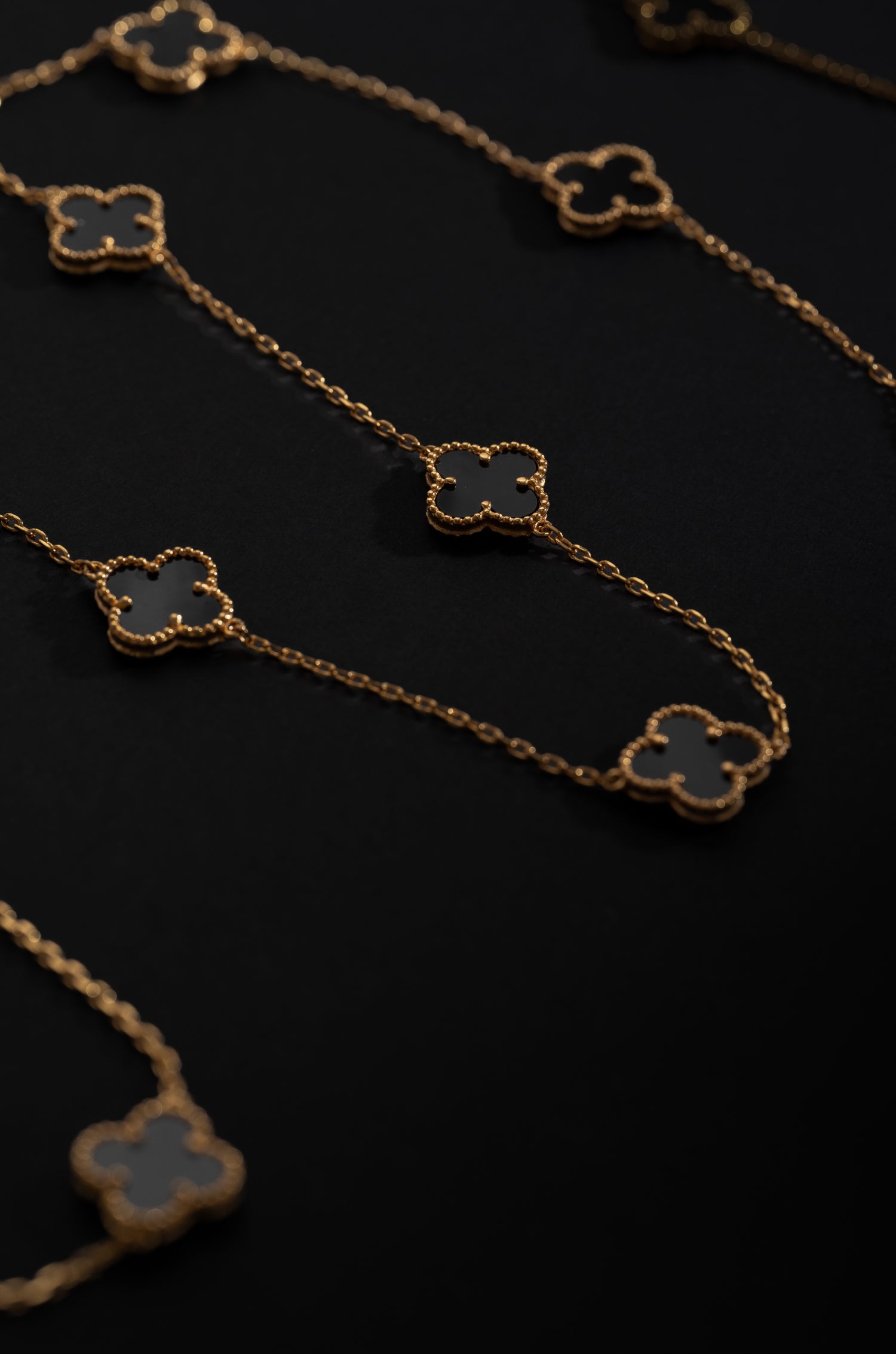 Black Flower Cascade Neckchain