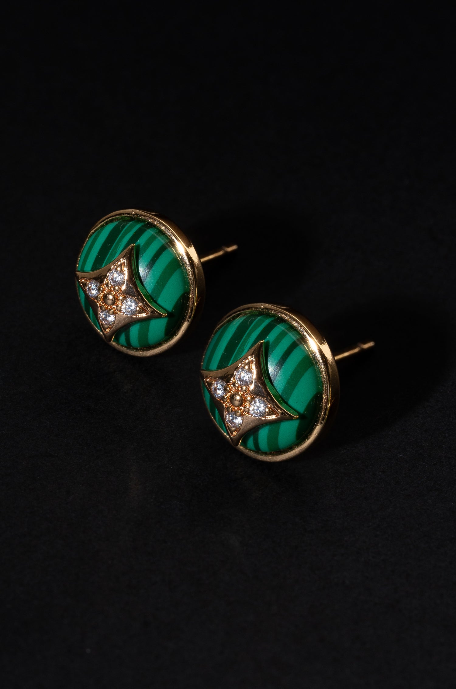 Green Sphere Elvy Studs