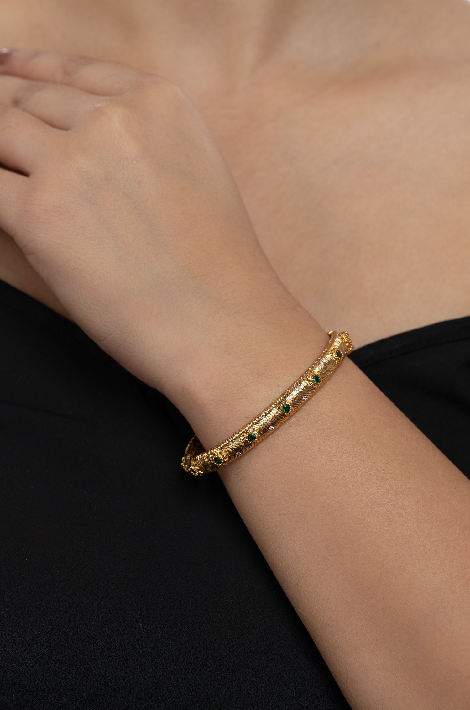 Golden Greenstone Charm Buccell Bracelet
