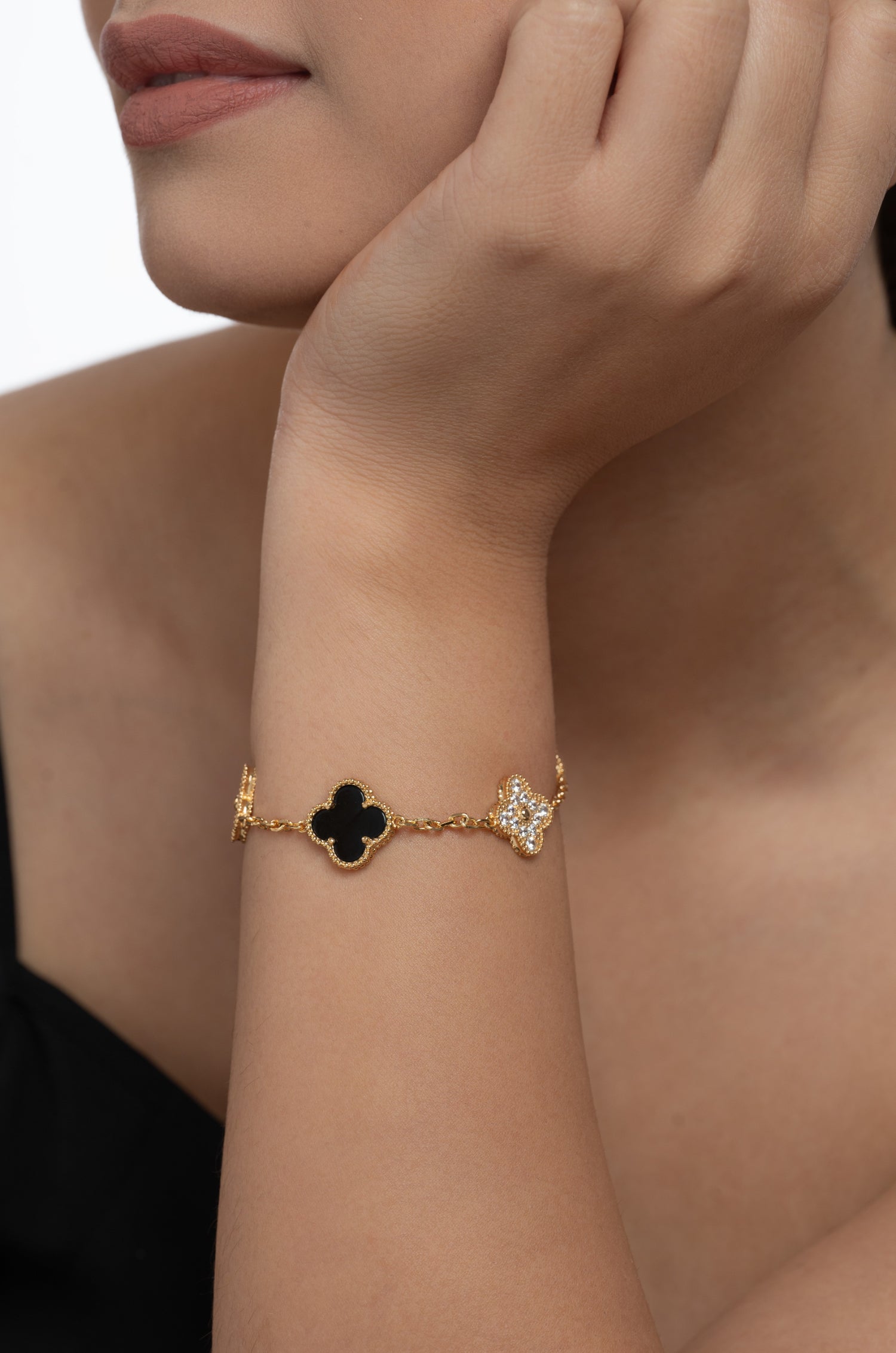 Black & Gold Flower Bracelet