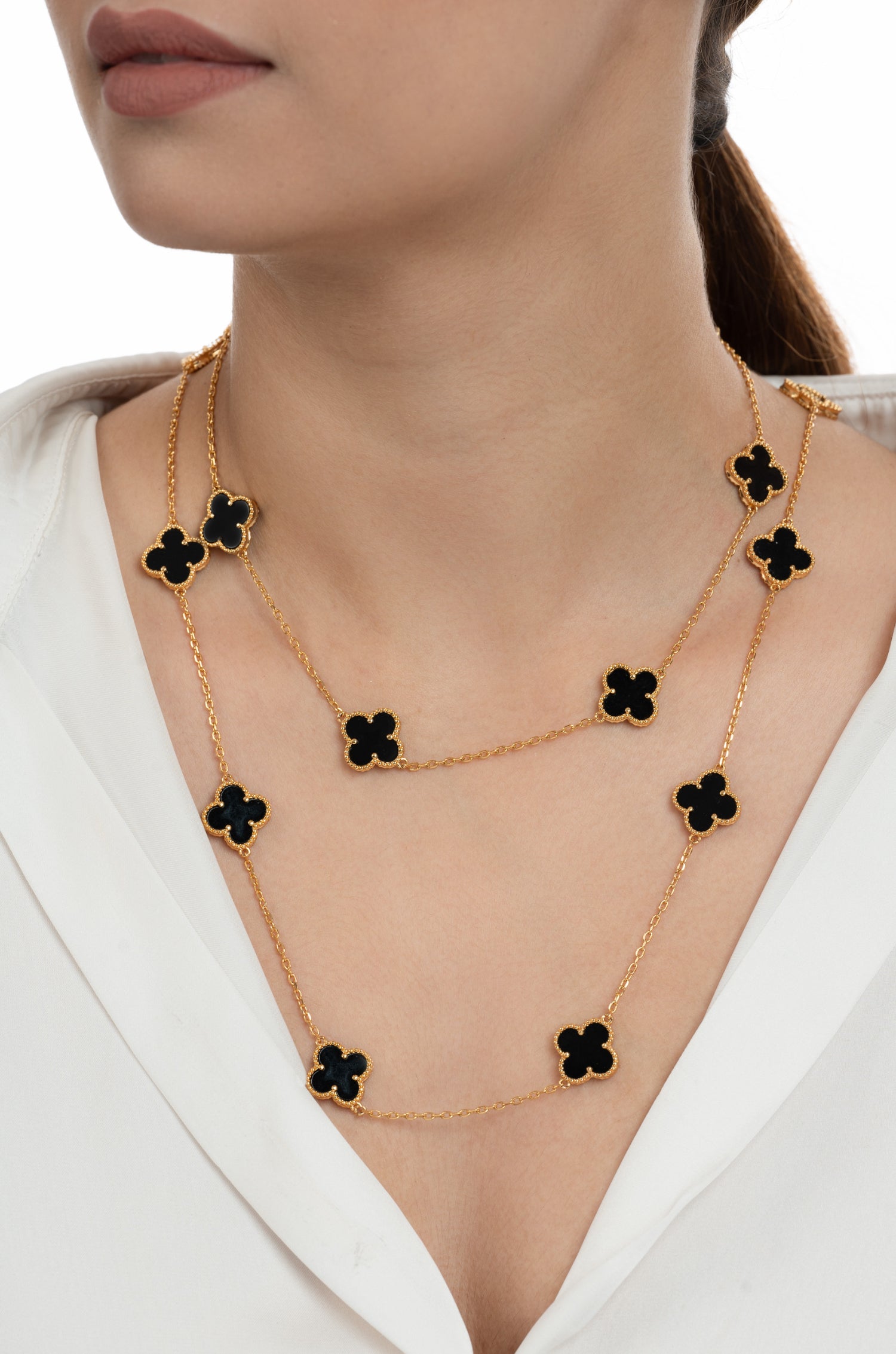 Black Flower Cascade Neckchain
