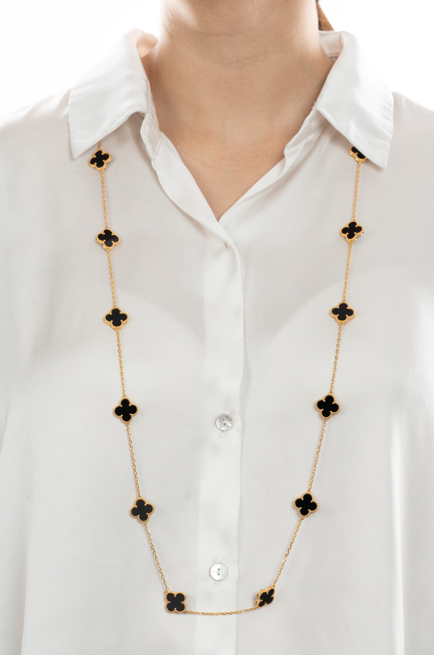 Black Flower Cascade Neckchain