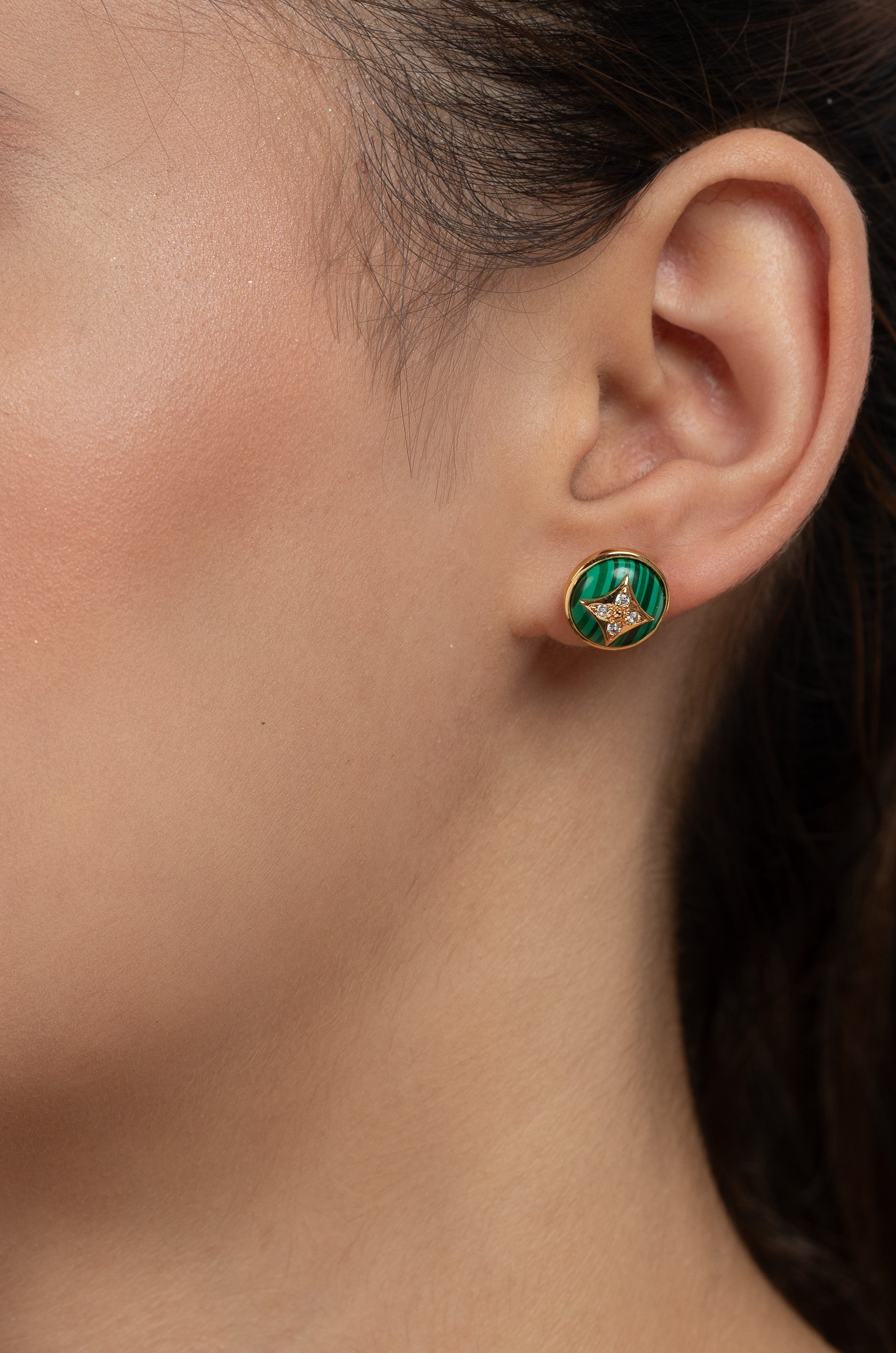 Green Sphere Elvy Studs