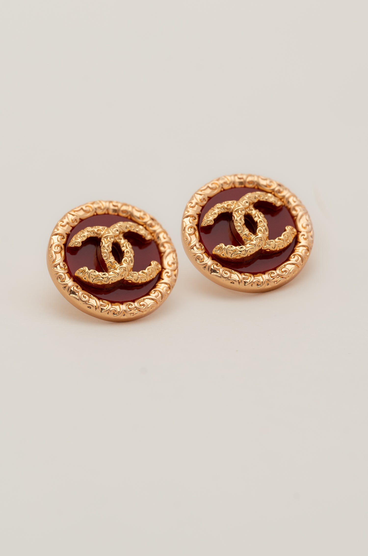 Ornate Red Shanel Studs