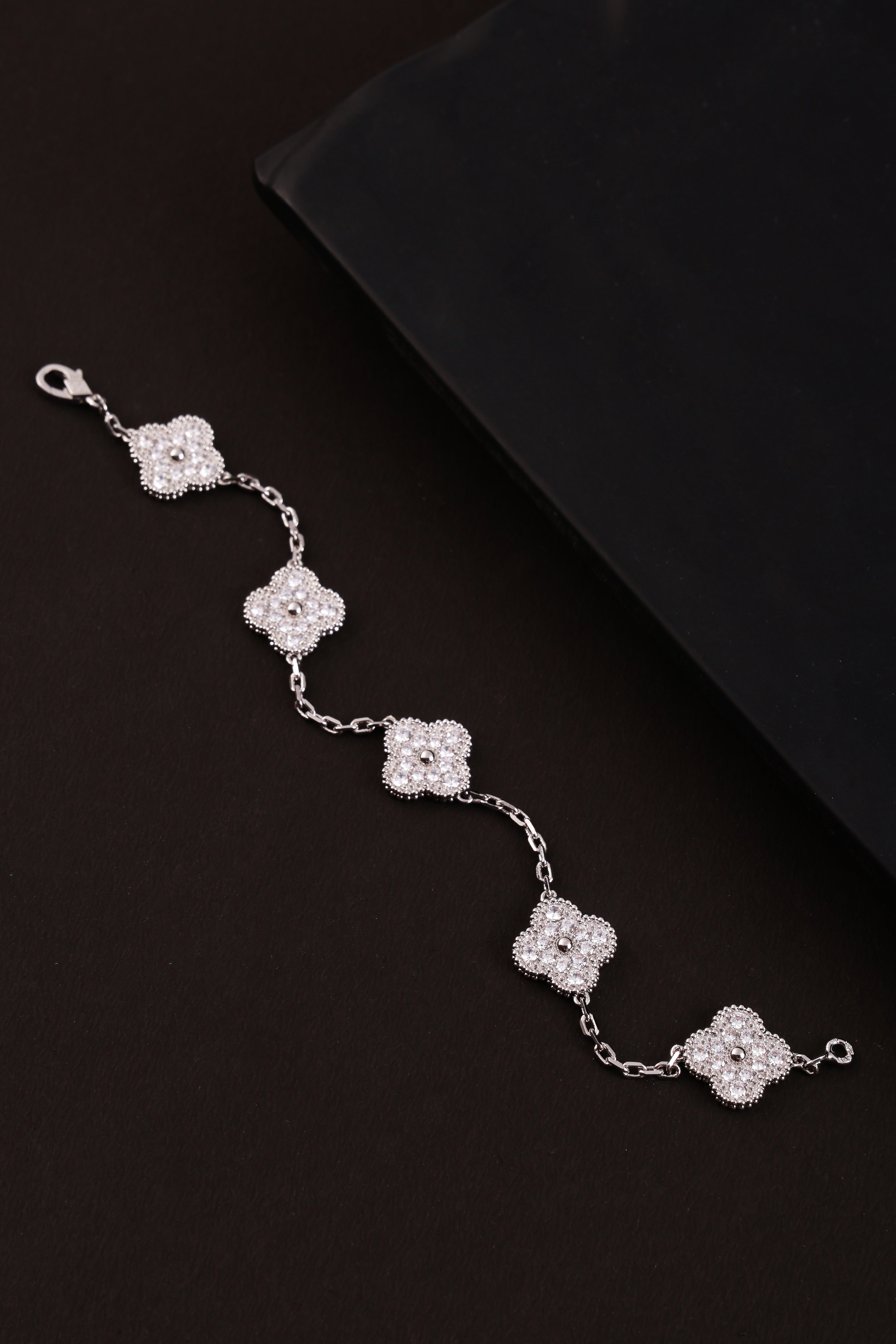 Silver Enamel Blossom Bracelet