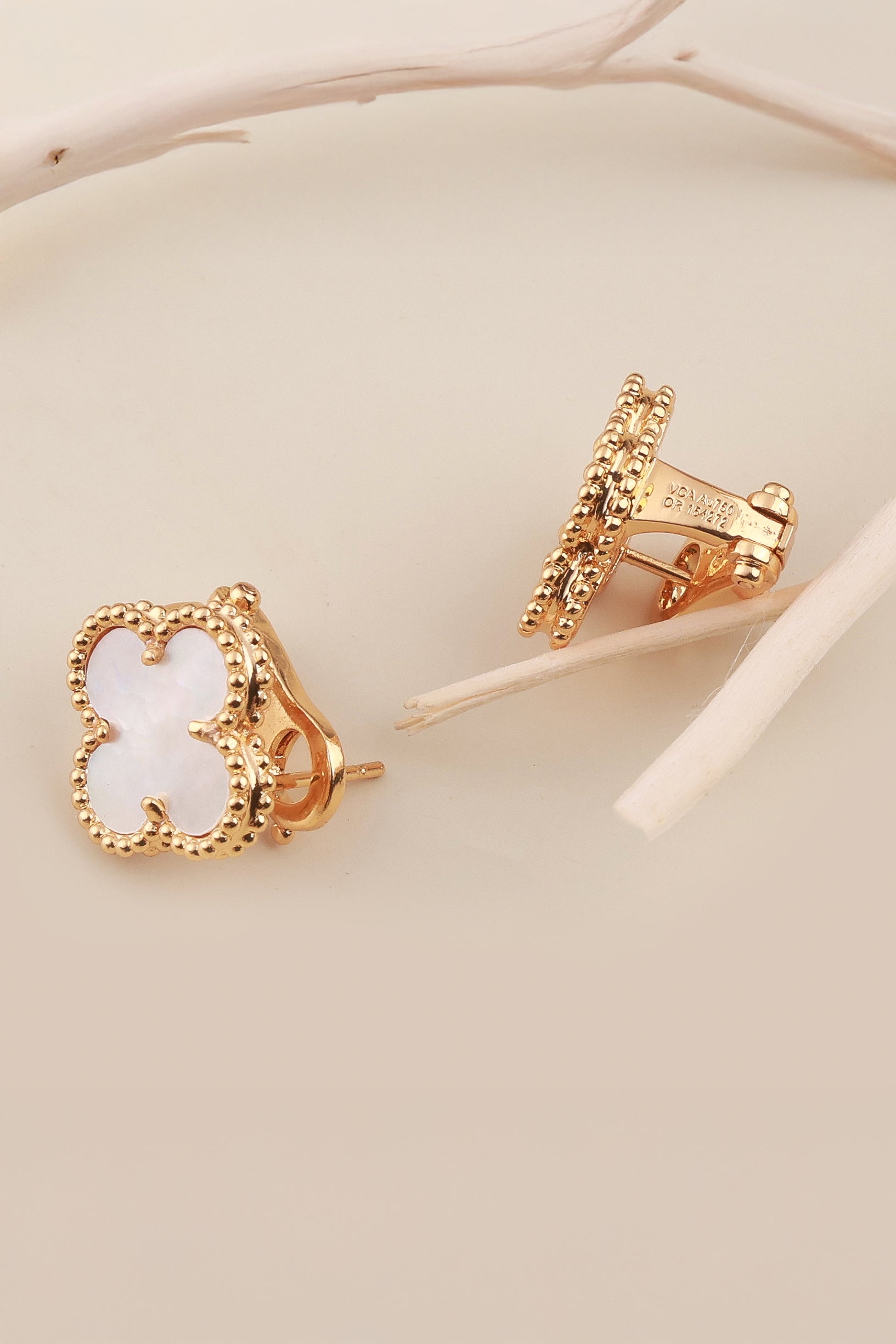 White Petal Charms Omega Clip Van Chief Studs