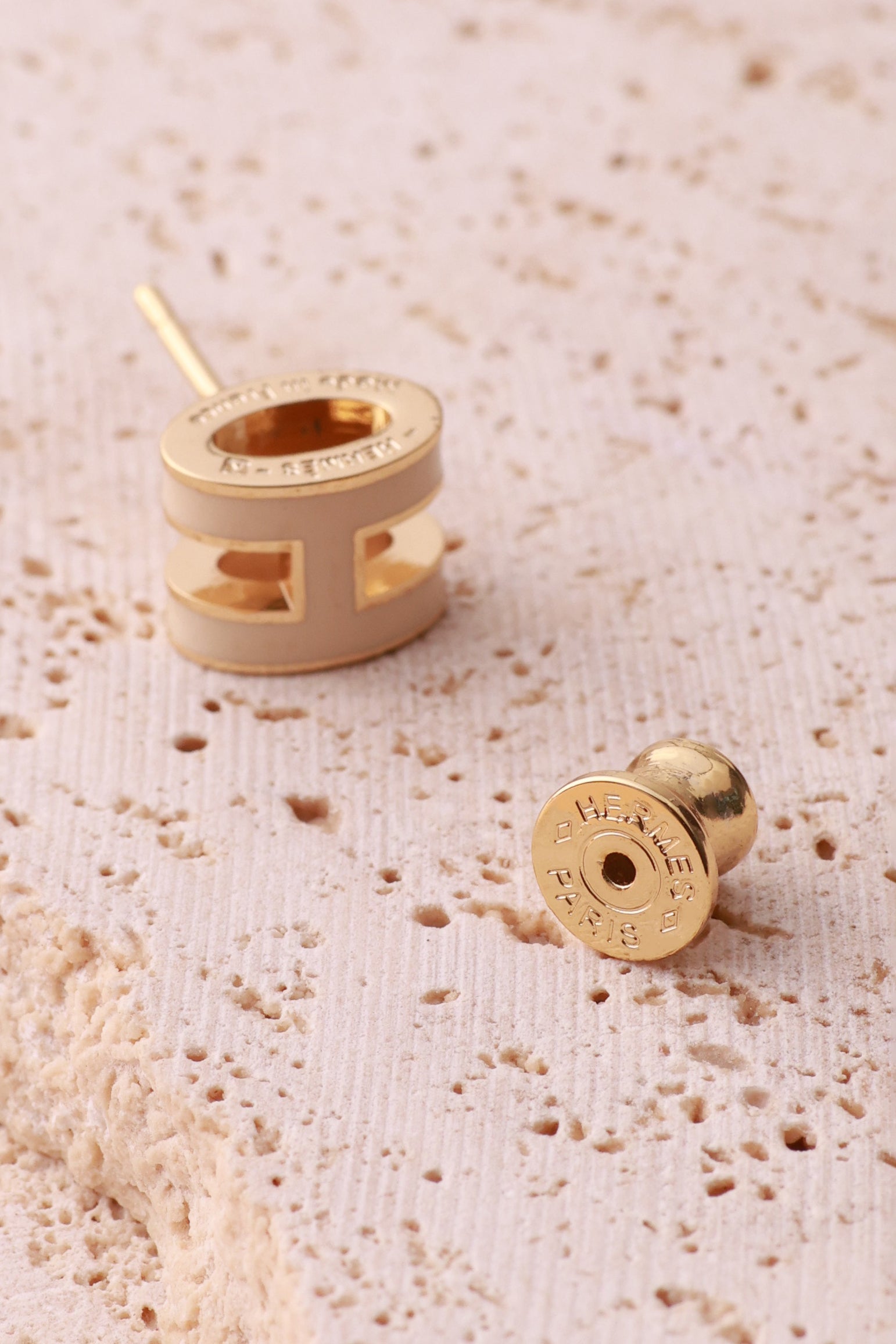 Golden Beige Barrel Luxe Hermie Studs