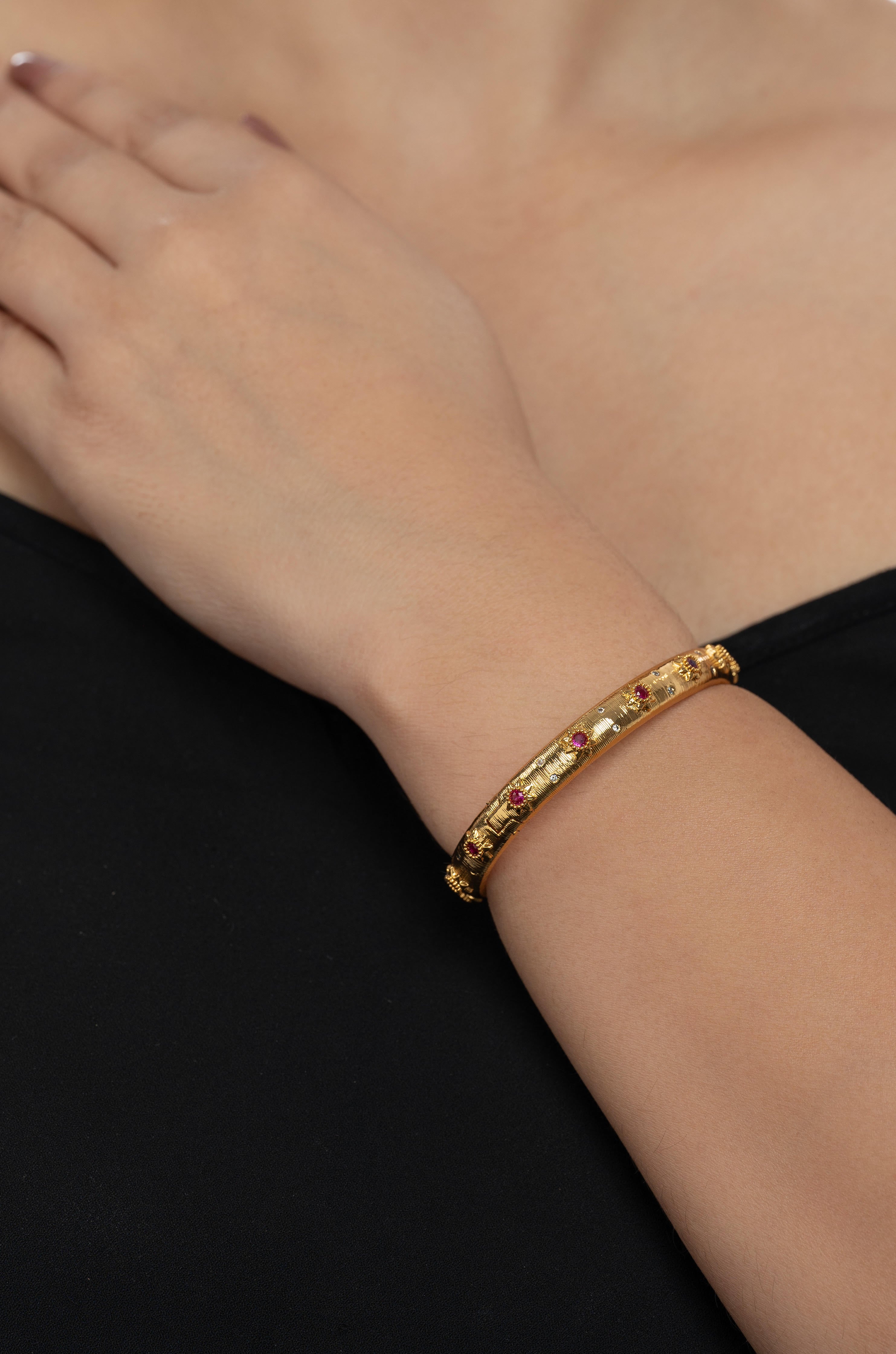 Golden Pink stone Charm Buccell Bracelet