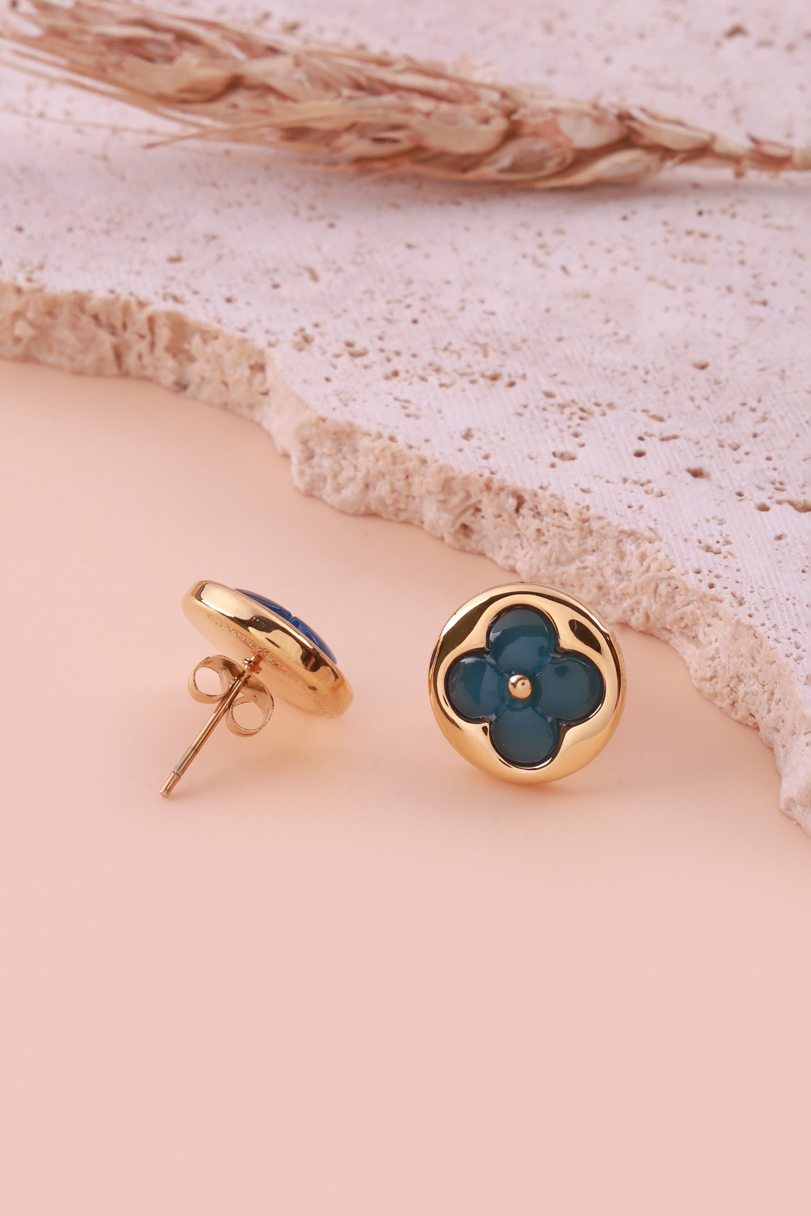 Blue Floral Elvy Studs