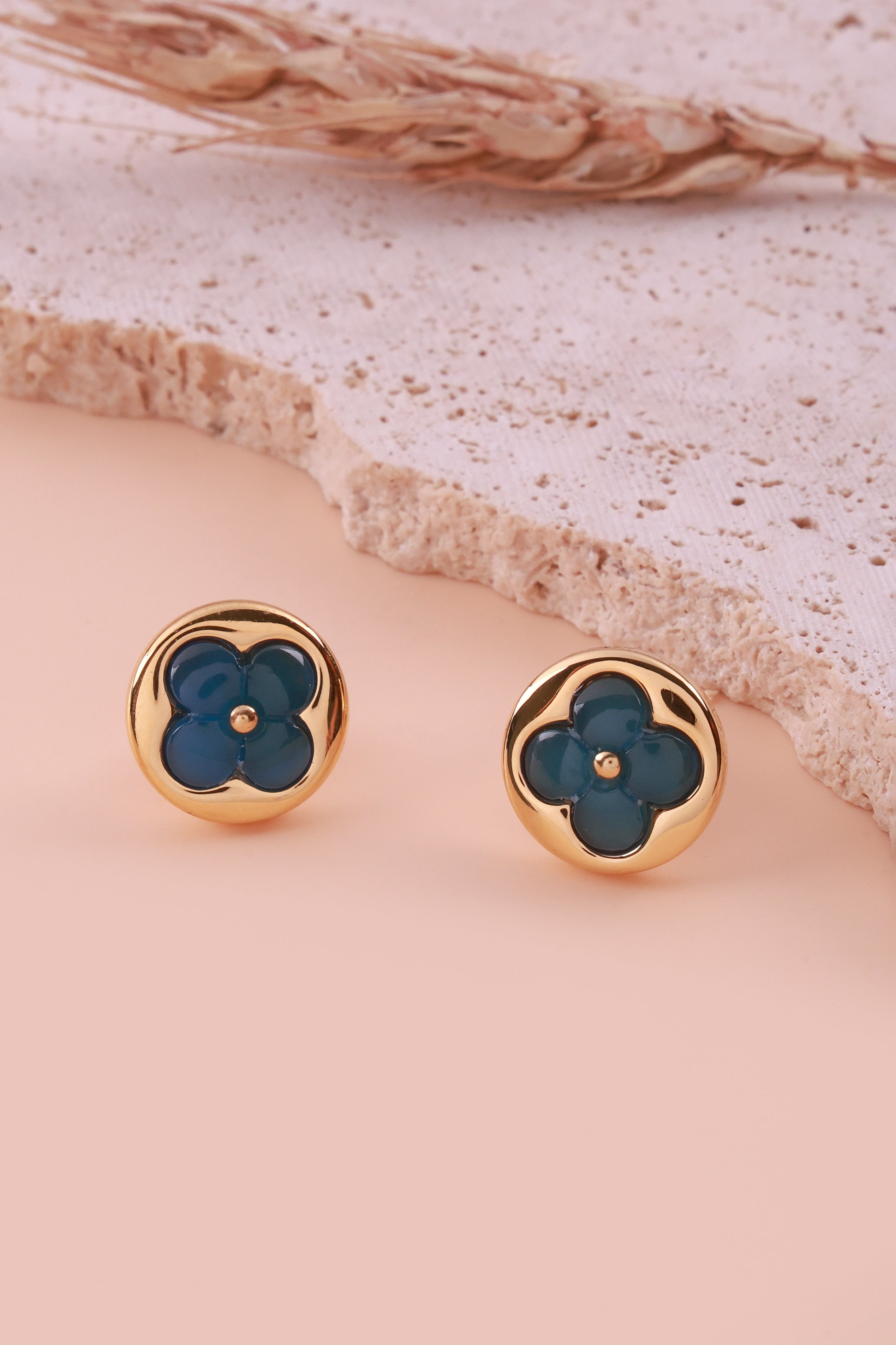 Blue Floral Elvy Studs