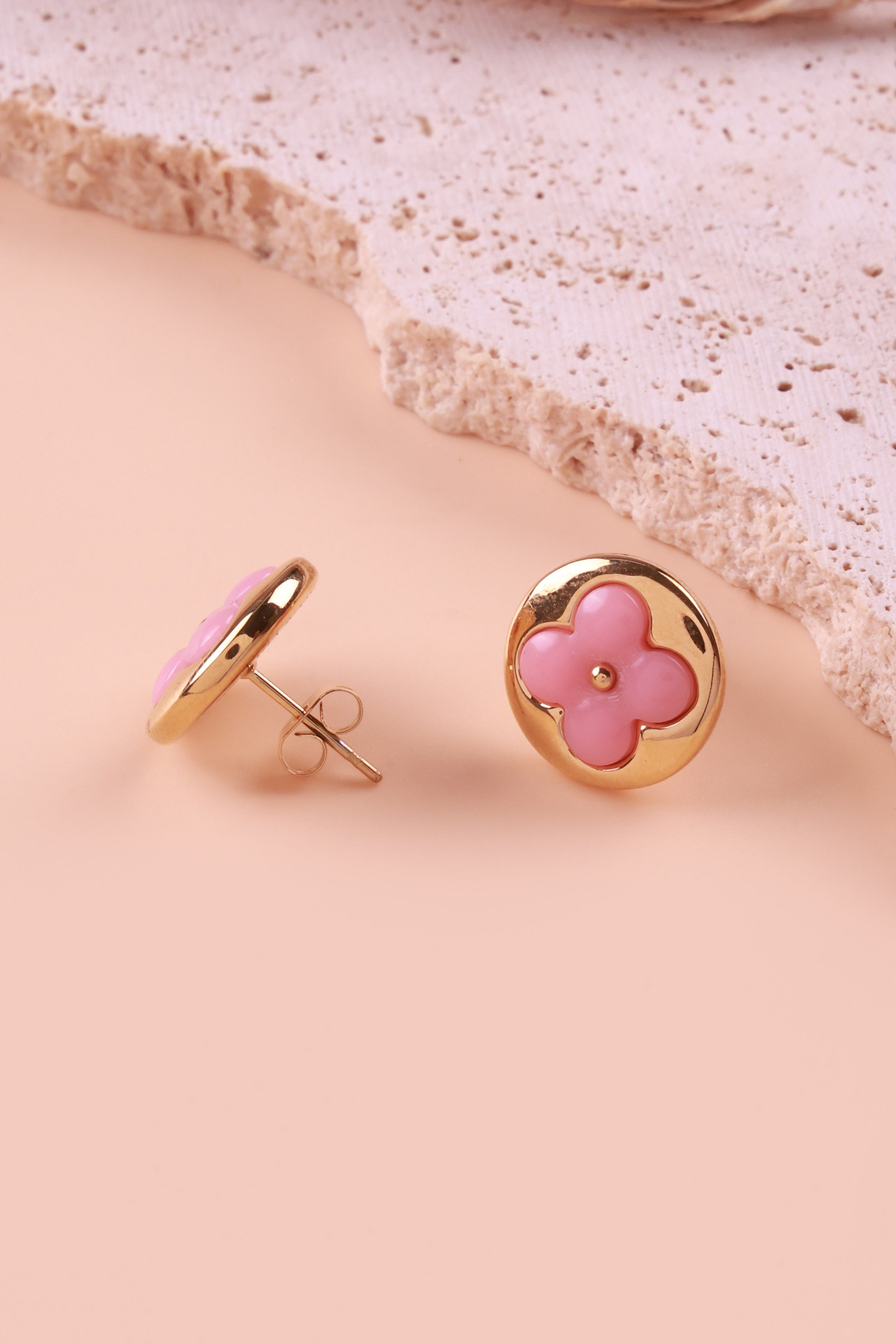 Pink Floral Elvy Studs