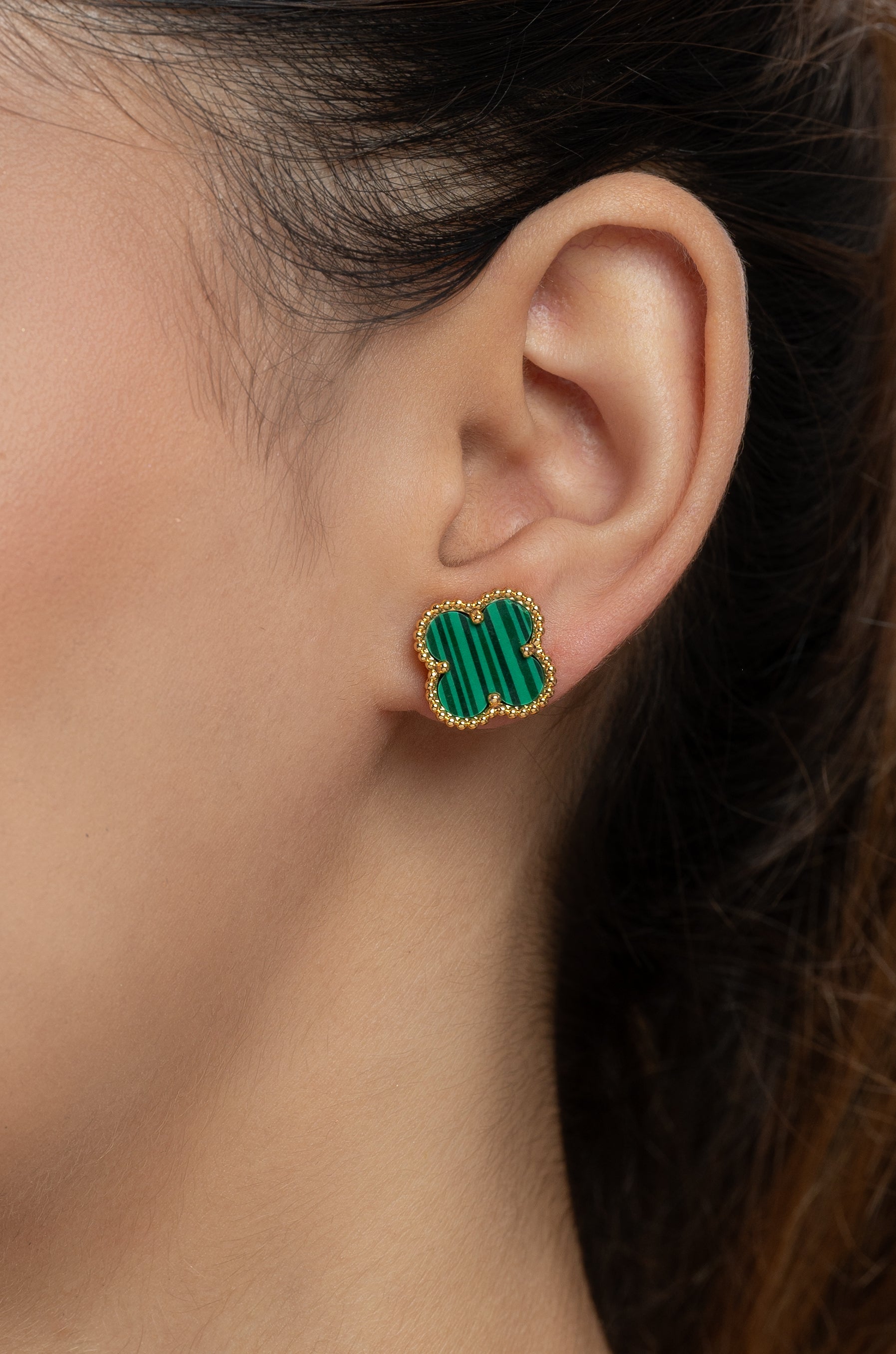 Green Petal Charms Studs