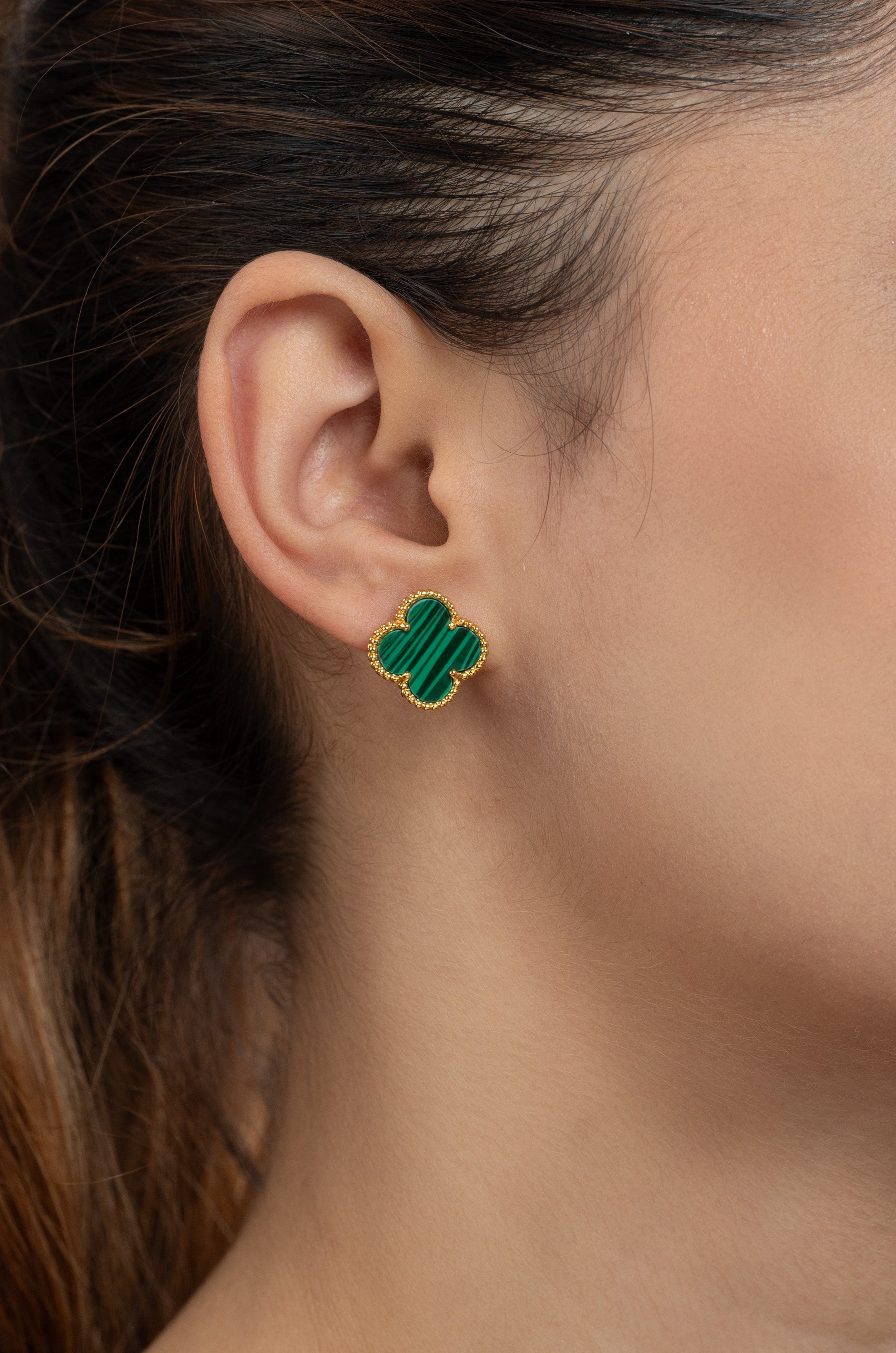 Green Petal Charms Studs