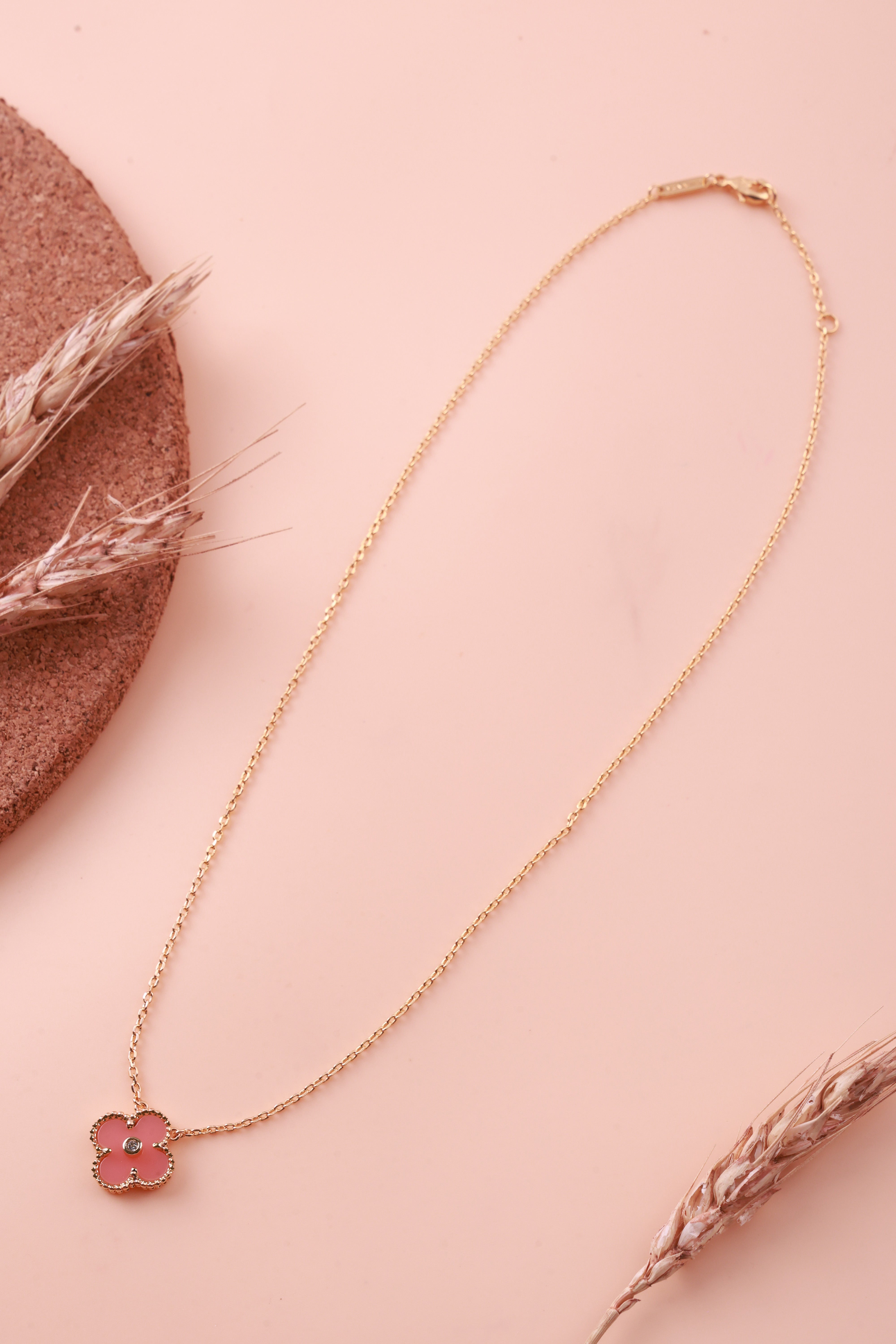 Pink Gem Clover Van Chief Neckchain