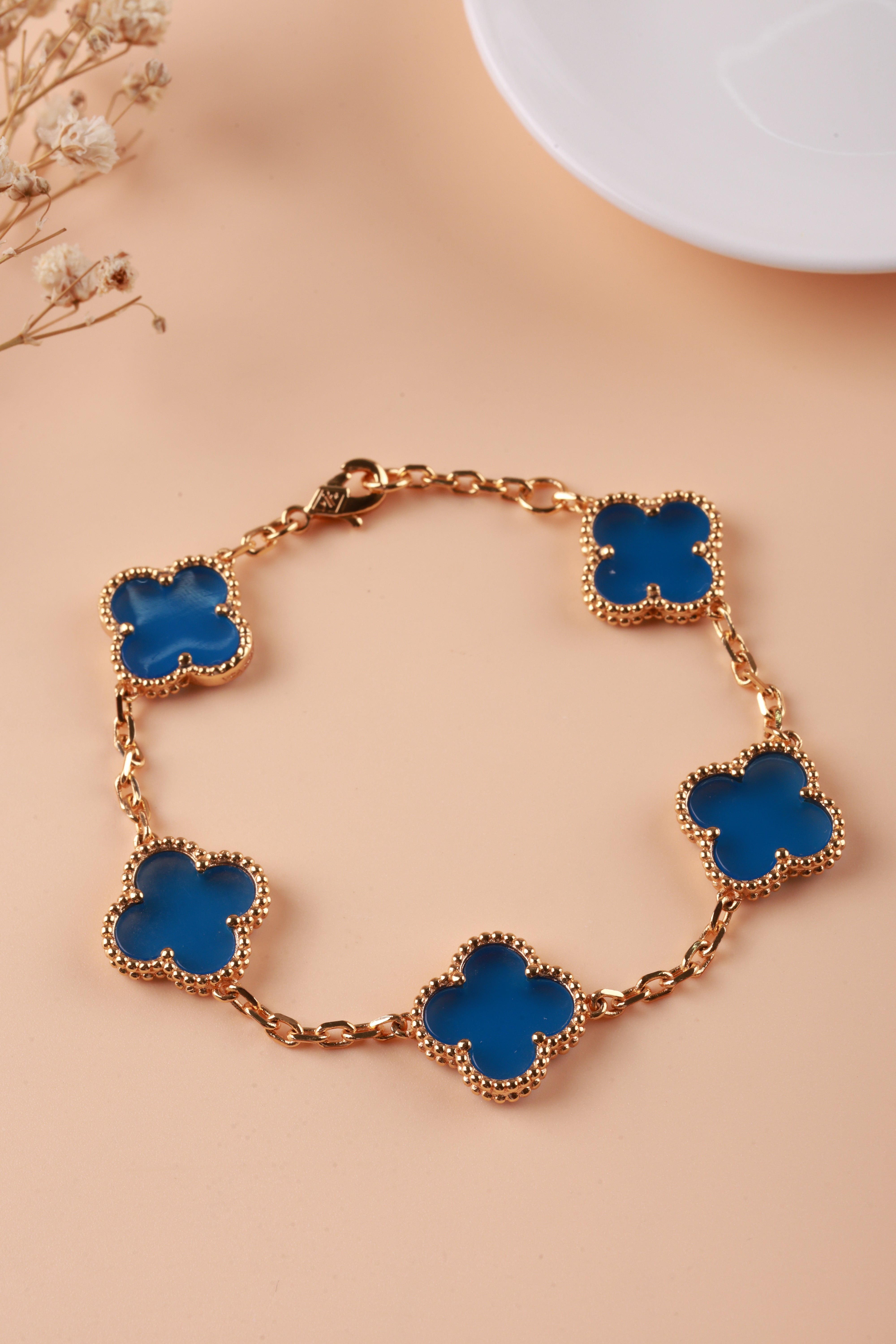 Blue Enamel Blossom Van Chief Bracelet