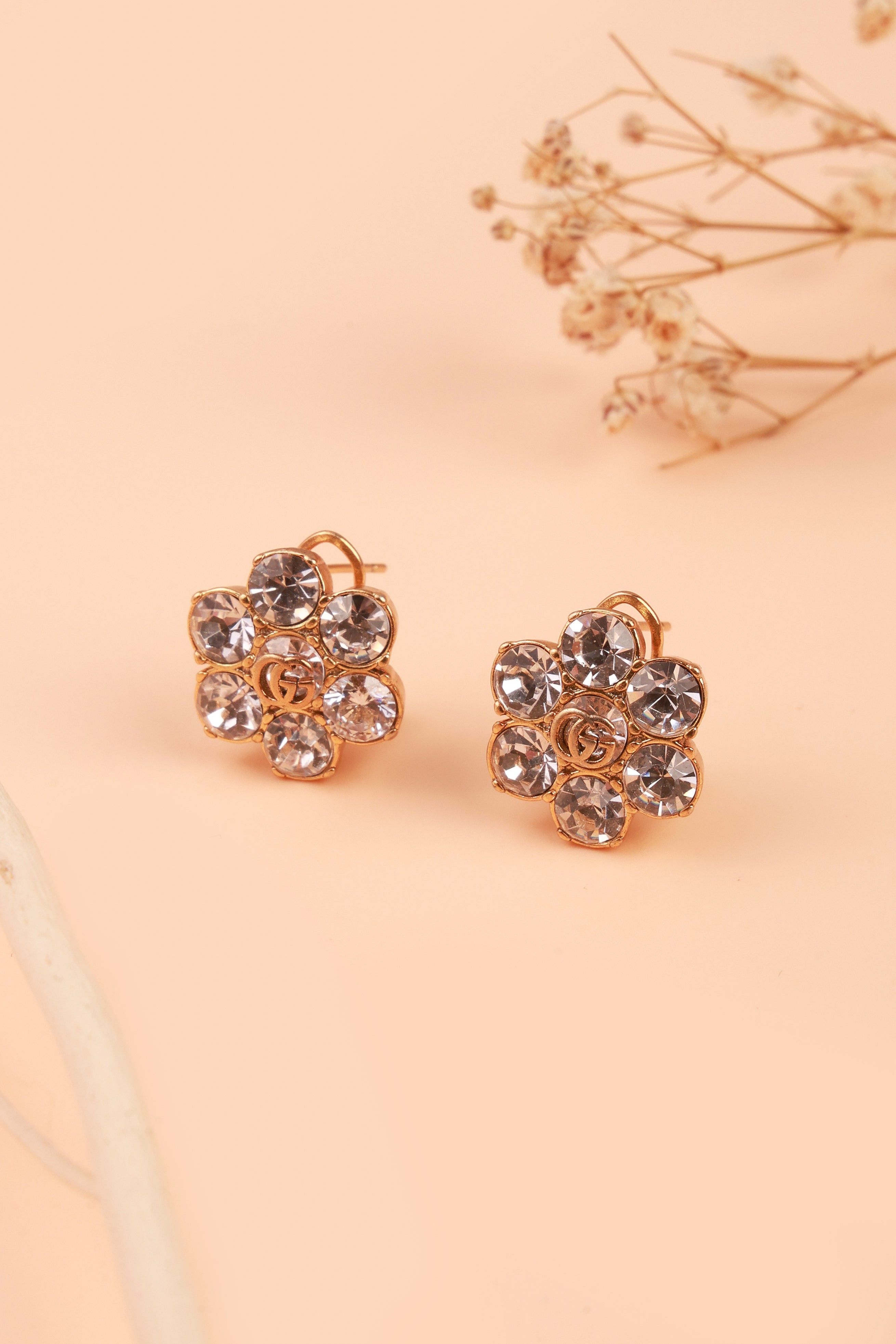Shimmering Golden Petal Guchi Studs