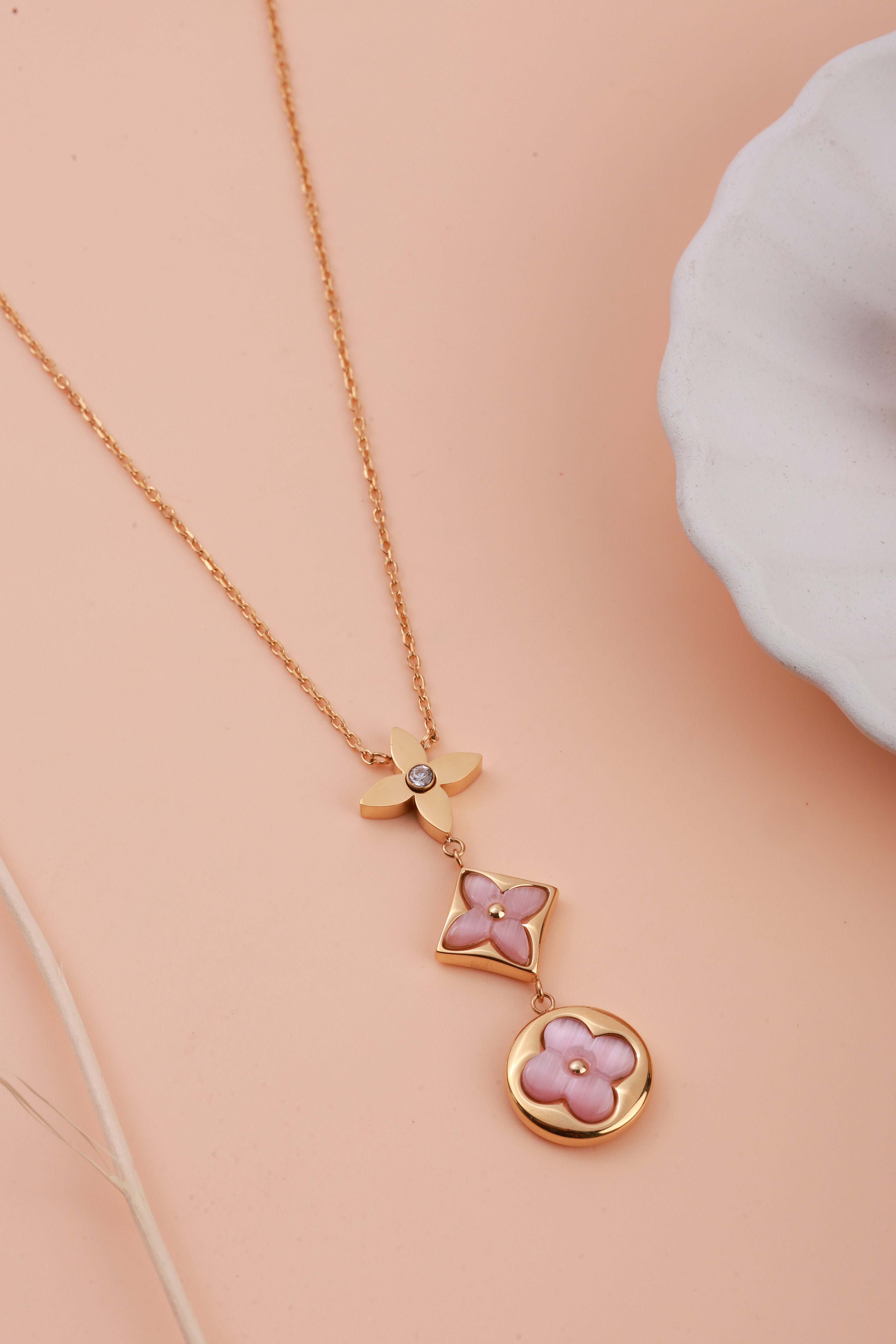 Chic Pink Floral Elvy Neckchain