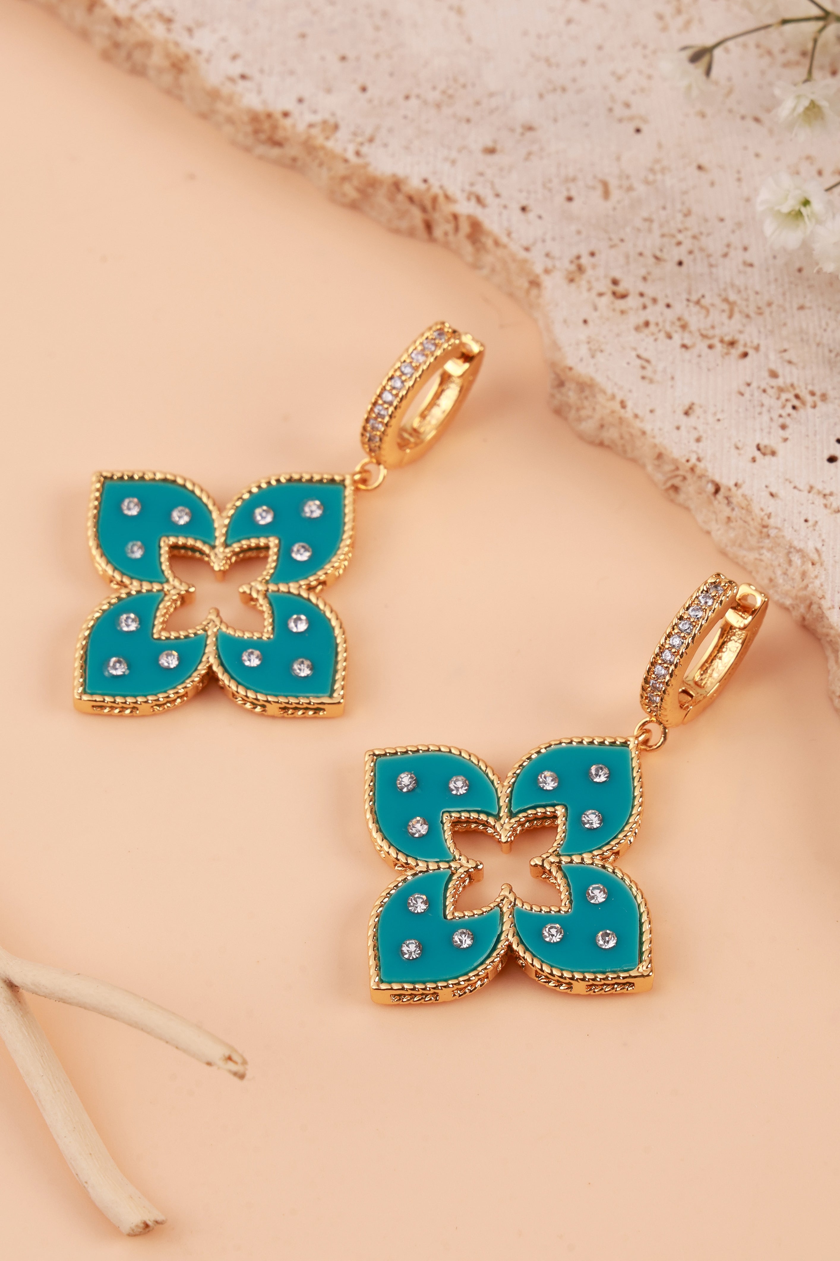 Golden Teal Earrings
