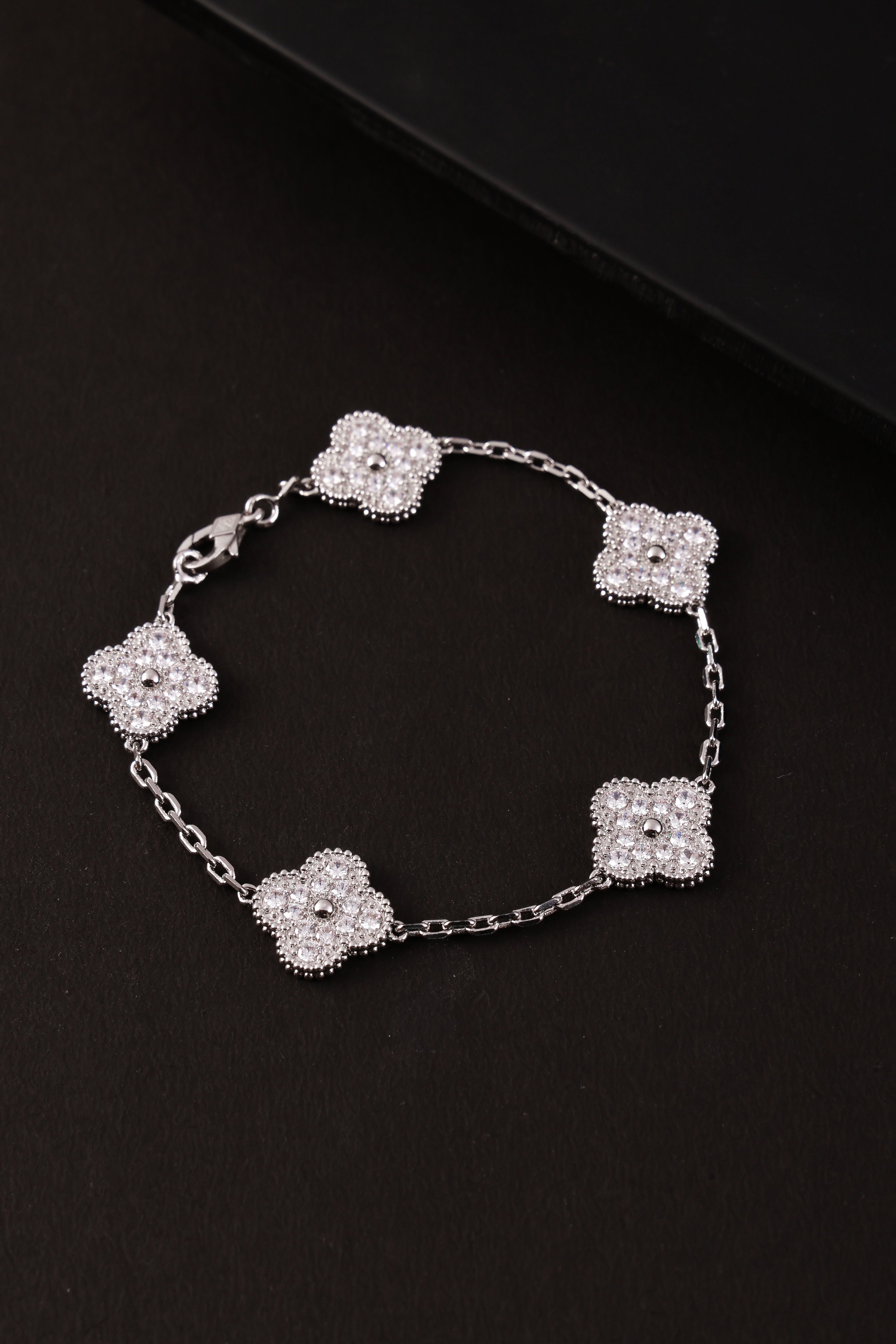 Silver Enamel Blossom Van Chief Bracelet
