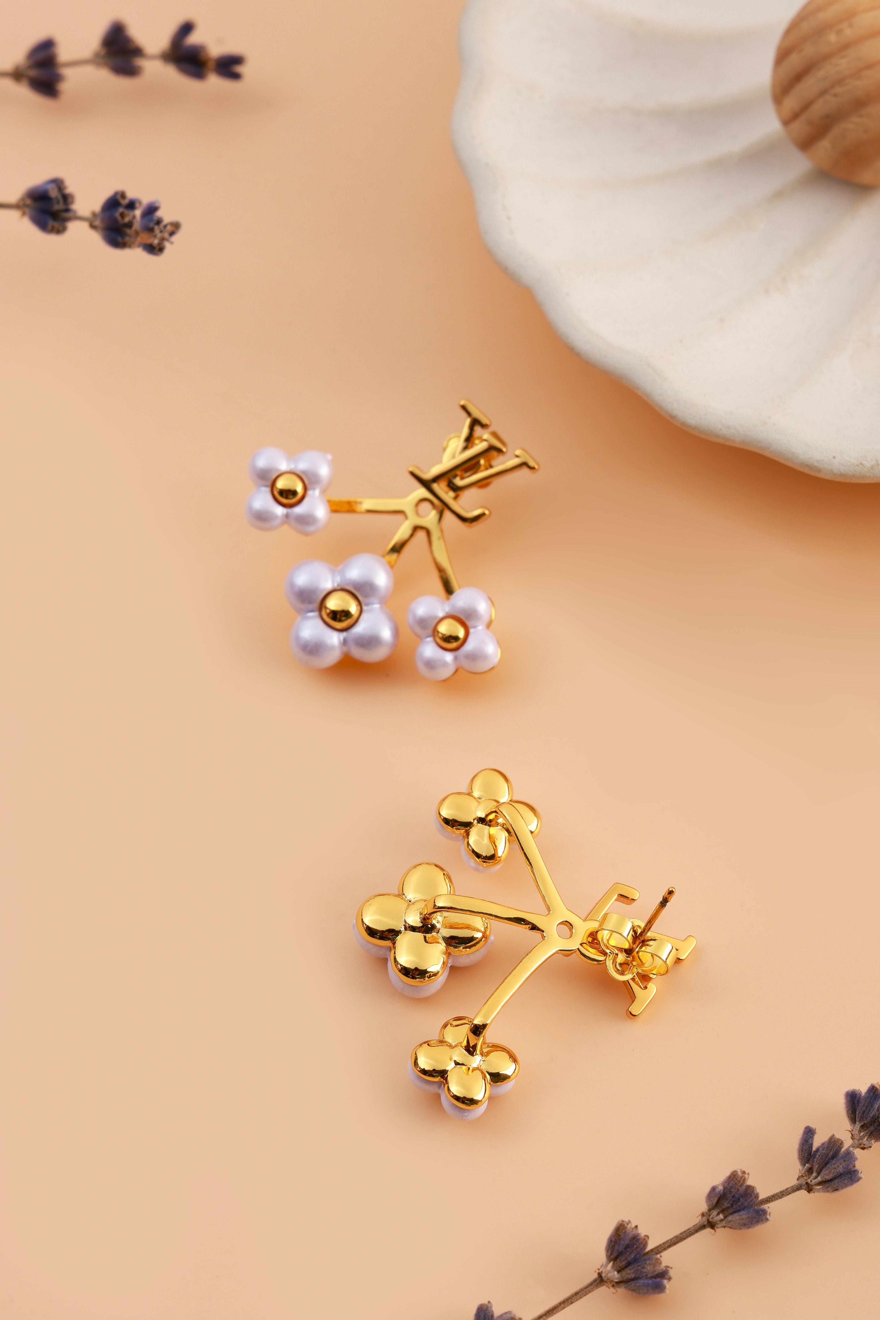 Ivory Petal Drop Earrings
