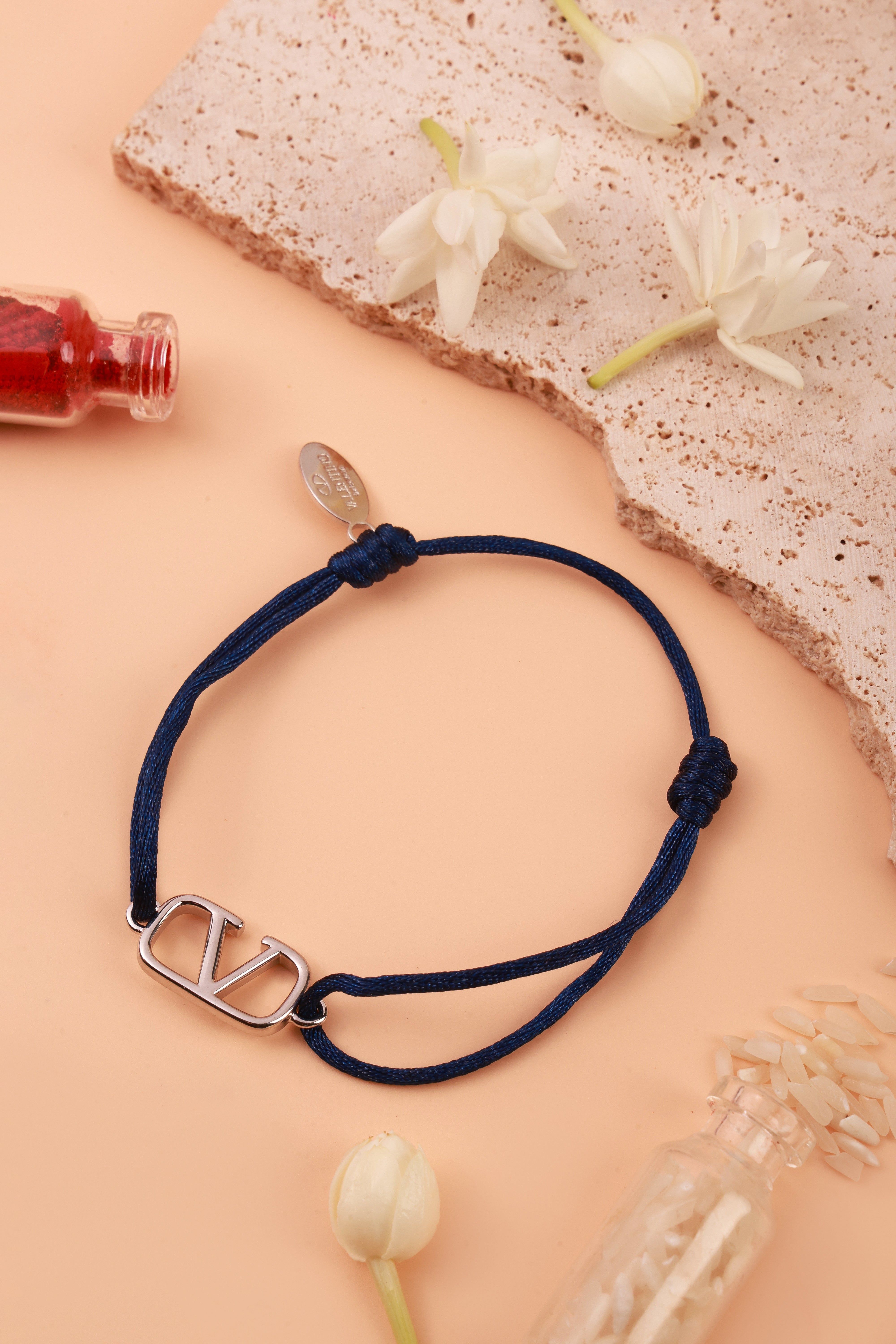 Cotton Silk Emblem Valentine Blue Bracelet