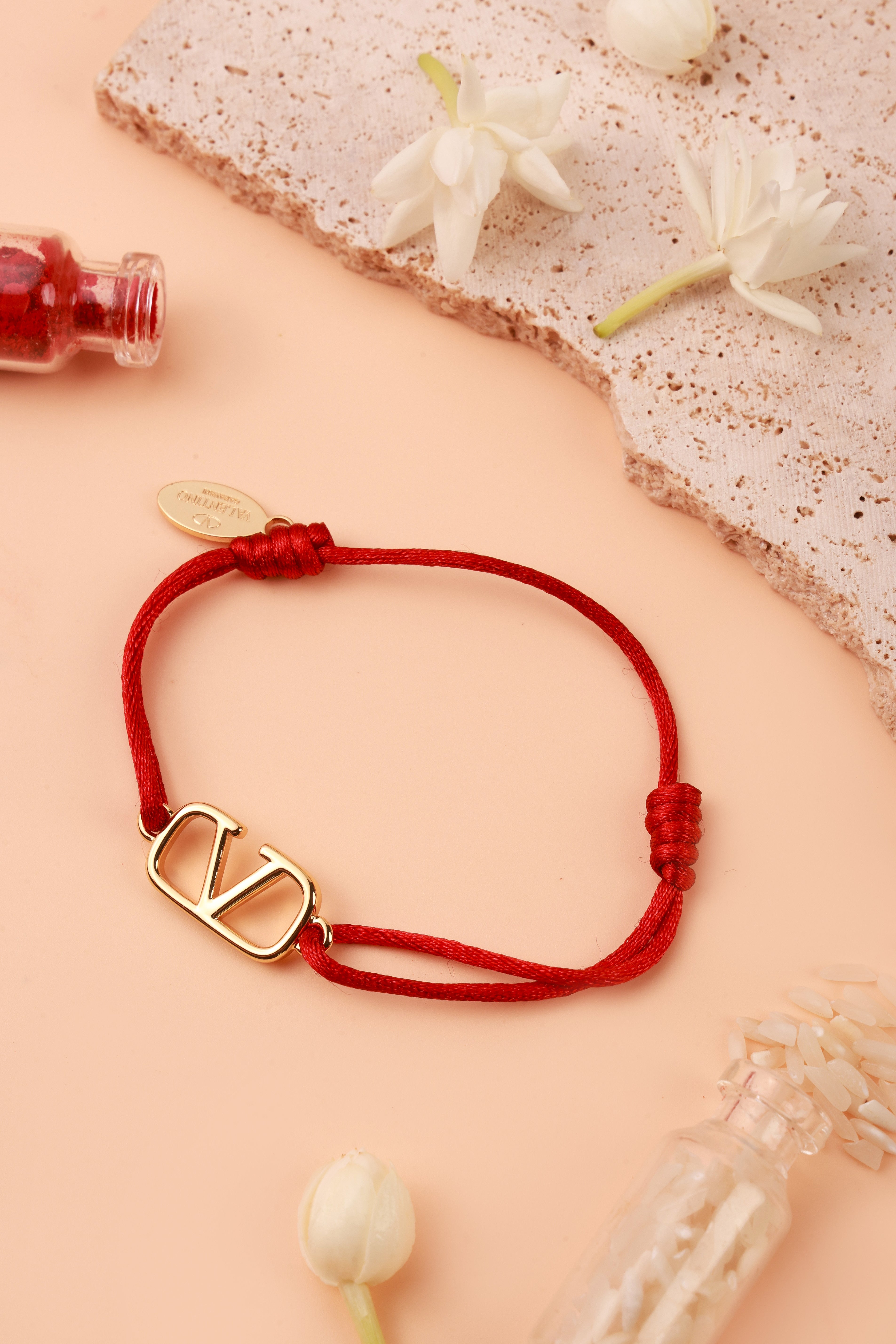 Cotton Silk Emblem Valentine Red Rakhi