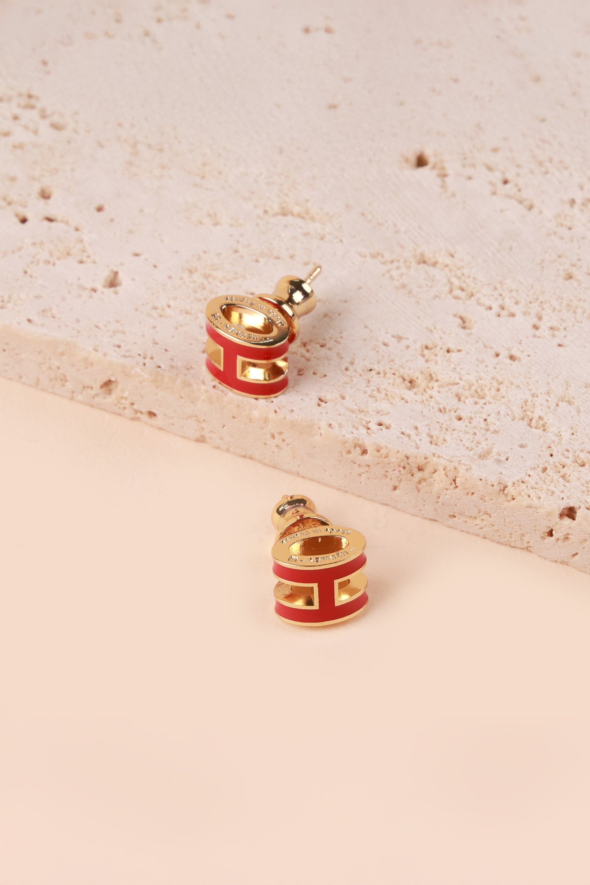 Crimson Red Barrel Luxe Hermie Studs