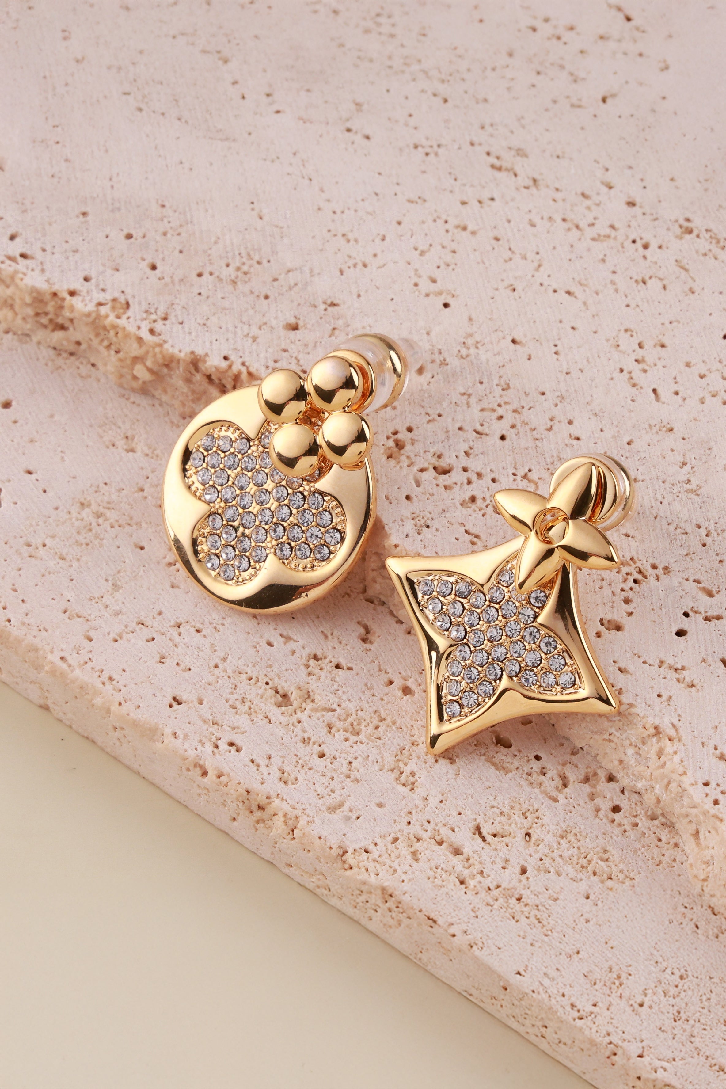 Crystalline Golden Duo Elvy Earrings