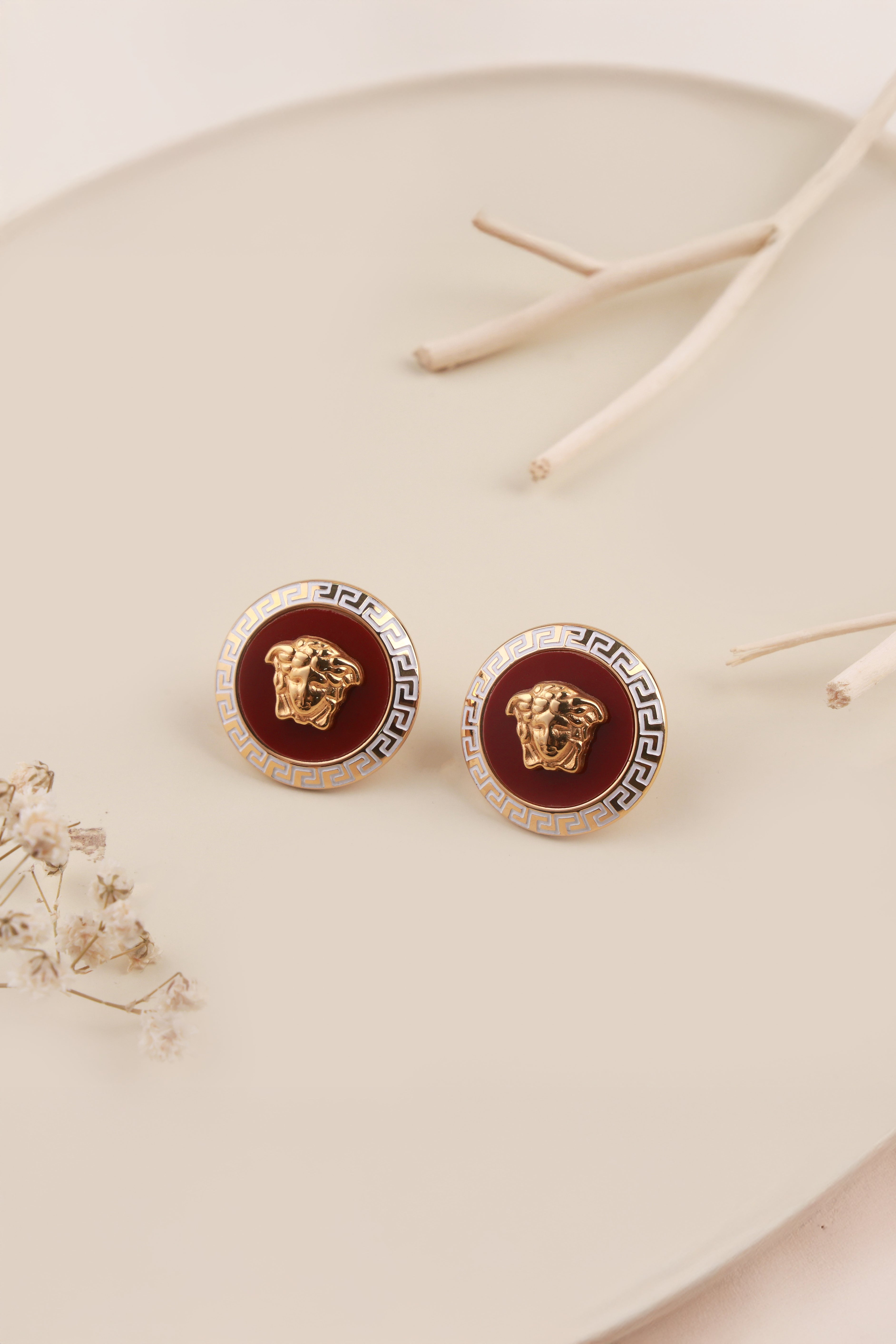 Maroon Medusa Verche Studs