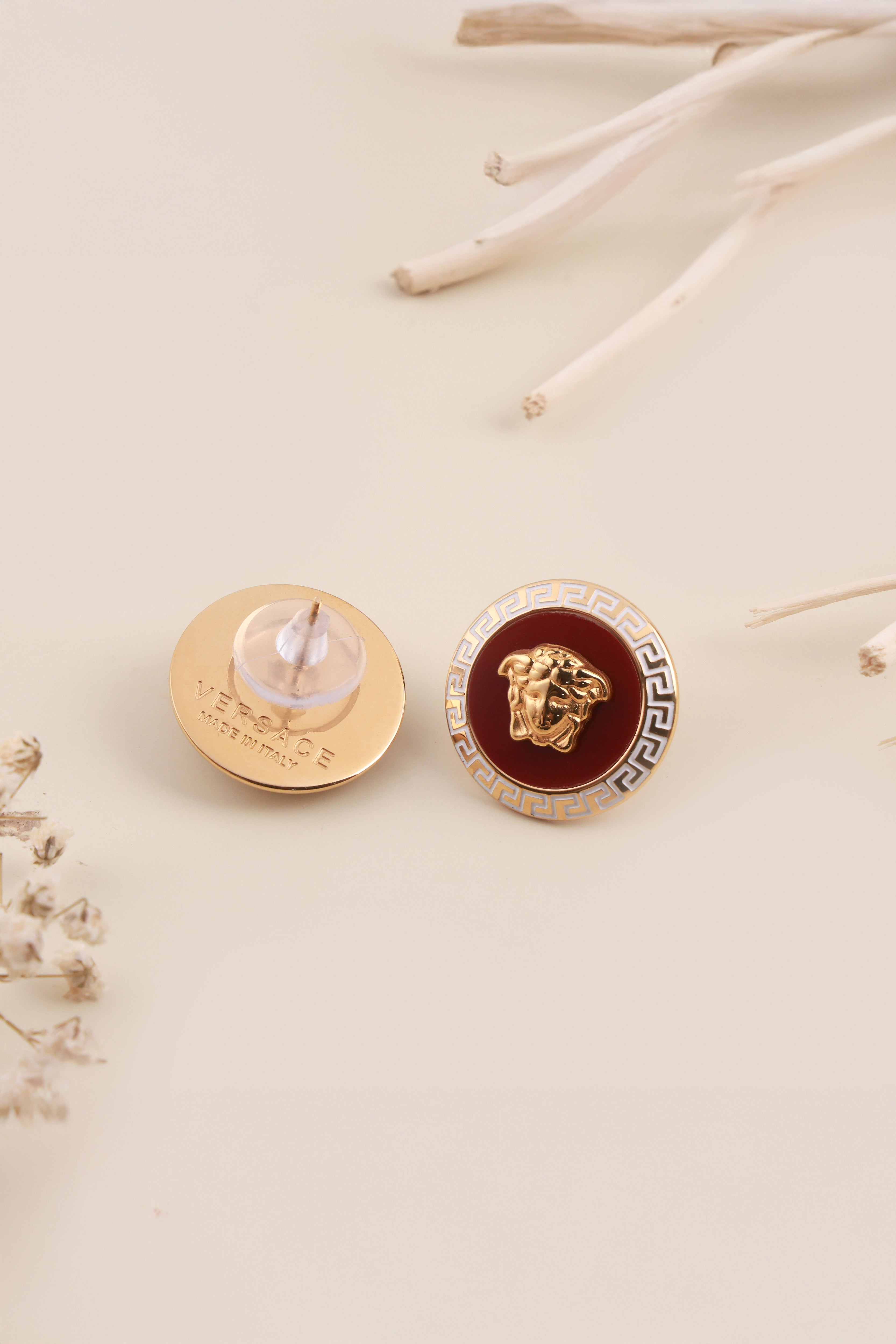 Maroon Medusa Verche Studs
