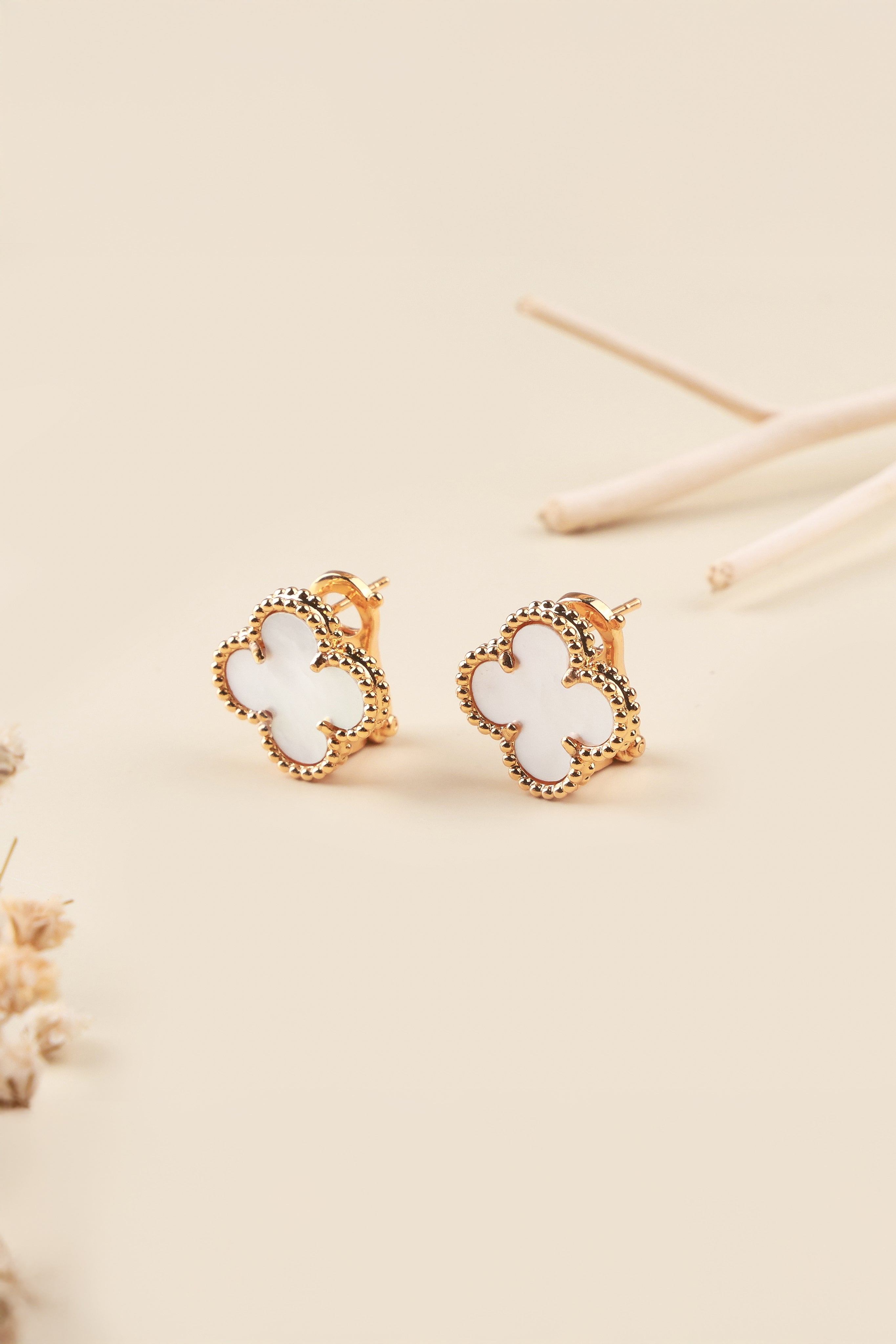 White Petal Charms Omega Clip Van Chief Studs