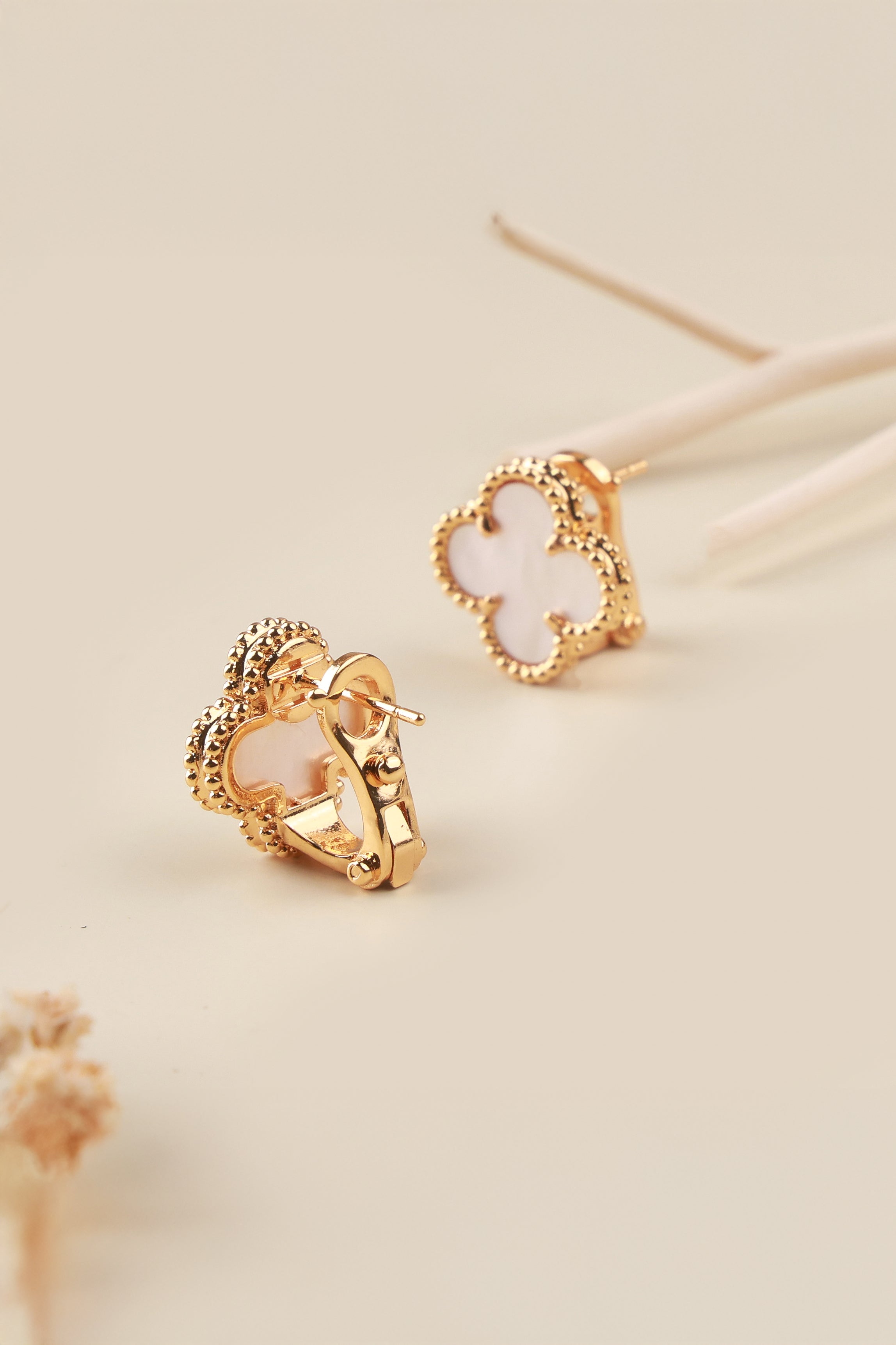 White Petal Charms Omega Clip Van Chief Studs